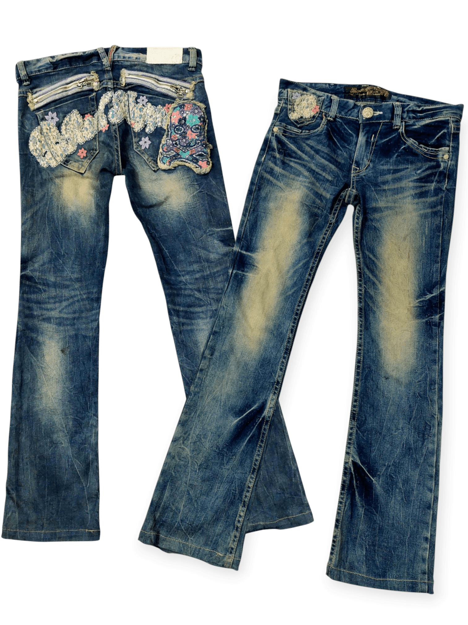 🔥Red Pepper Jeans Flare Embroidery Florish Skull