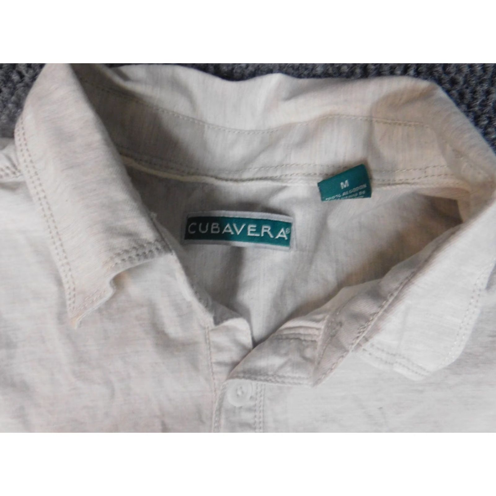 Cubavera Cubavera Polo Shirt M Beige Buttons Pocket Short Sleeve Collared Knit Cotton Regular Men Size US M / EU 48-50 / 2 - 7 Thumbnail
