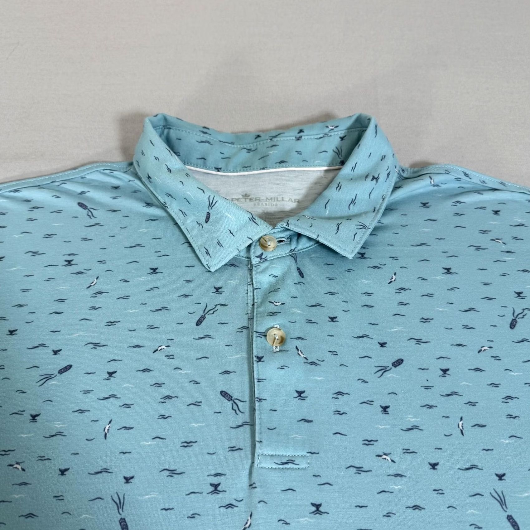 Peter Millar Peter Millar Shirt Mens XL Blue Seaside Wash Polo Golf Stretch Size US XL / EU 56 / 4 - 3 Thumbnail
