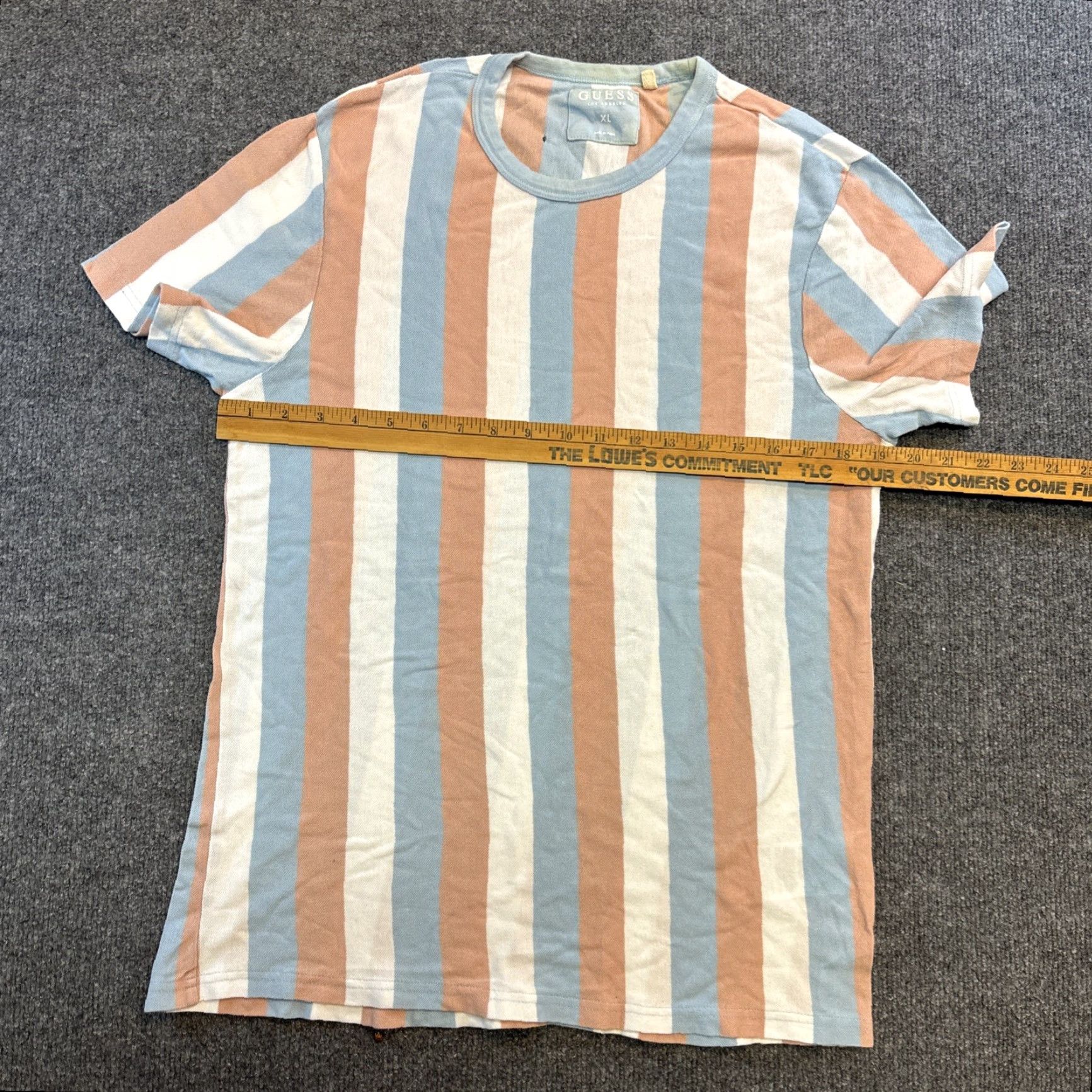 Guess VINTAGE GUESS Shirt Mens XL Pastel Stripe Textured Knit Casual Nautical Short Sleeve Crew Neck Blue Cotton Knit T-Shirt Size US XL / EU 56 / 4 - 4 Thumbnail