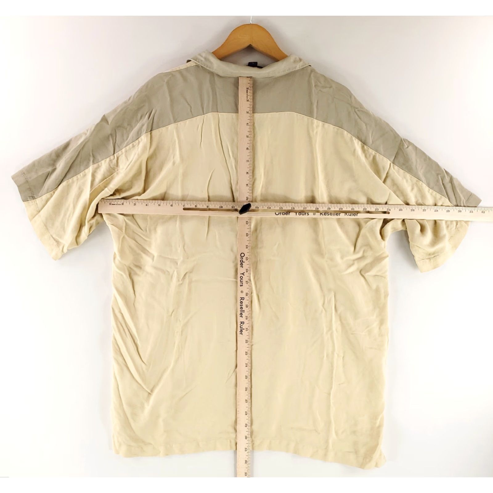 Nat Nast Nat Nast 100% Silk Bowling Shirt Button Up Tan Loop Collar Pocket Mens XL Multicolor Short Sleeve Size US XL / EU 56 / 4 - 7 Thumbnail
