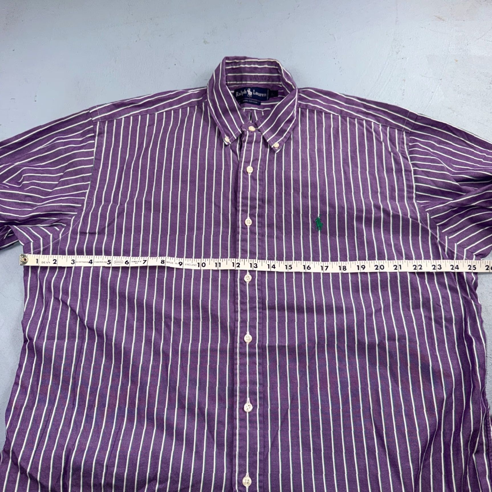 Polo Ralph Lauren VINTAGE Polo Ralph Lauren Shirt Mens Small Purple Poplin Cotton Striped Preppy Button-Up Collared Long Sleeve Regular Size US L / EU 52-54 / 3 - 5 Thumbnail