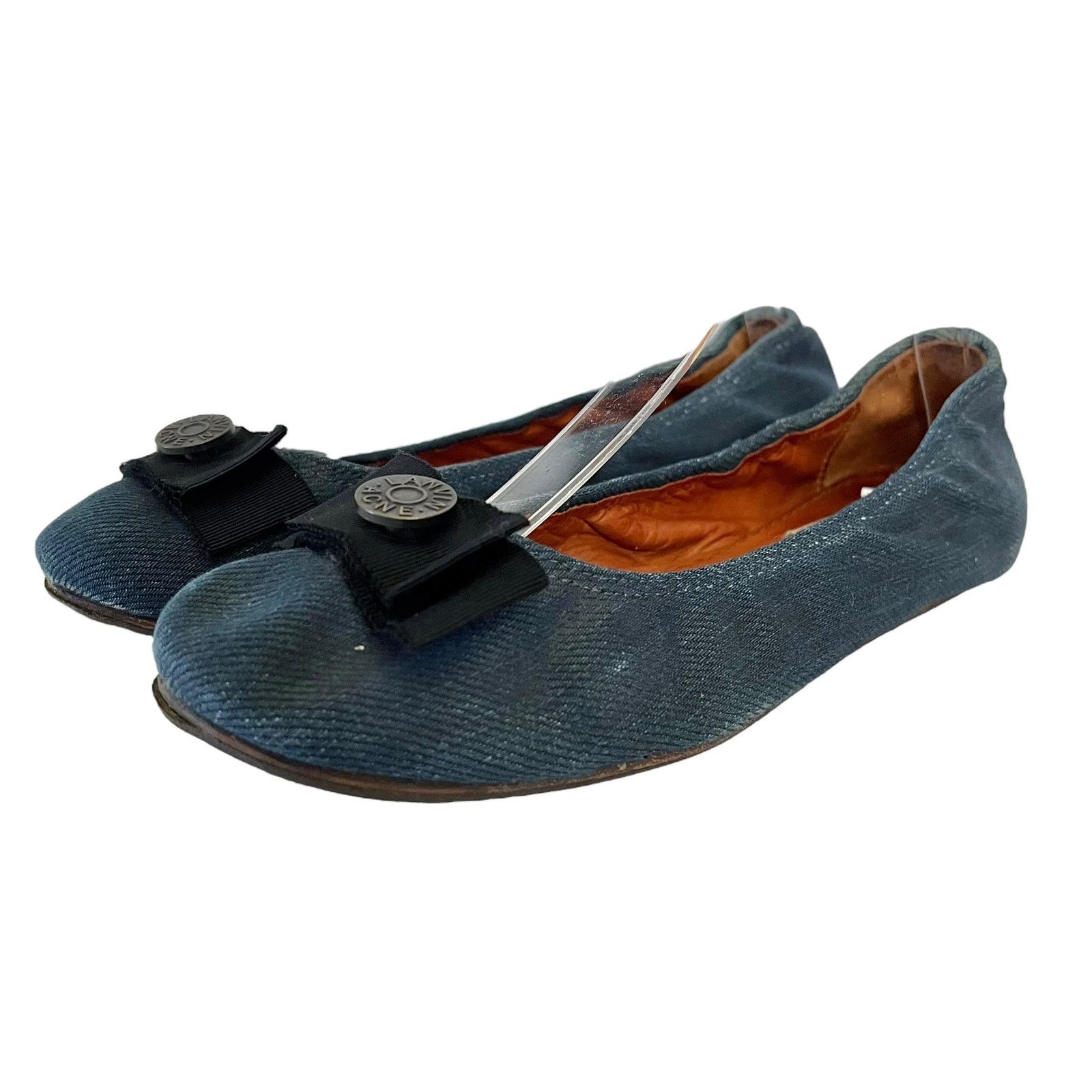Acne Studios × Lanvin Lanvin x Acne Denim Grosgrain Bow Ballet Flats Shoes Size US 6 / IT 36 - 2 Thumbnail