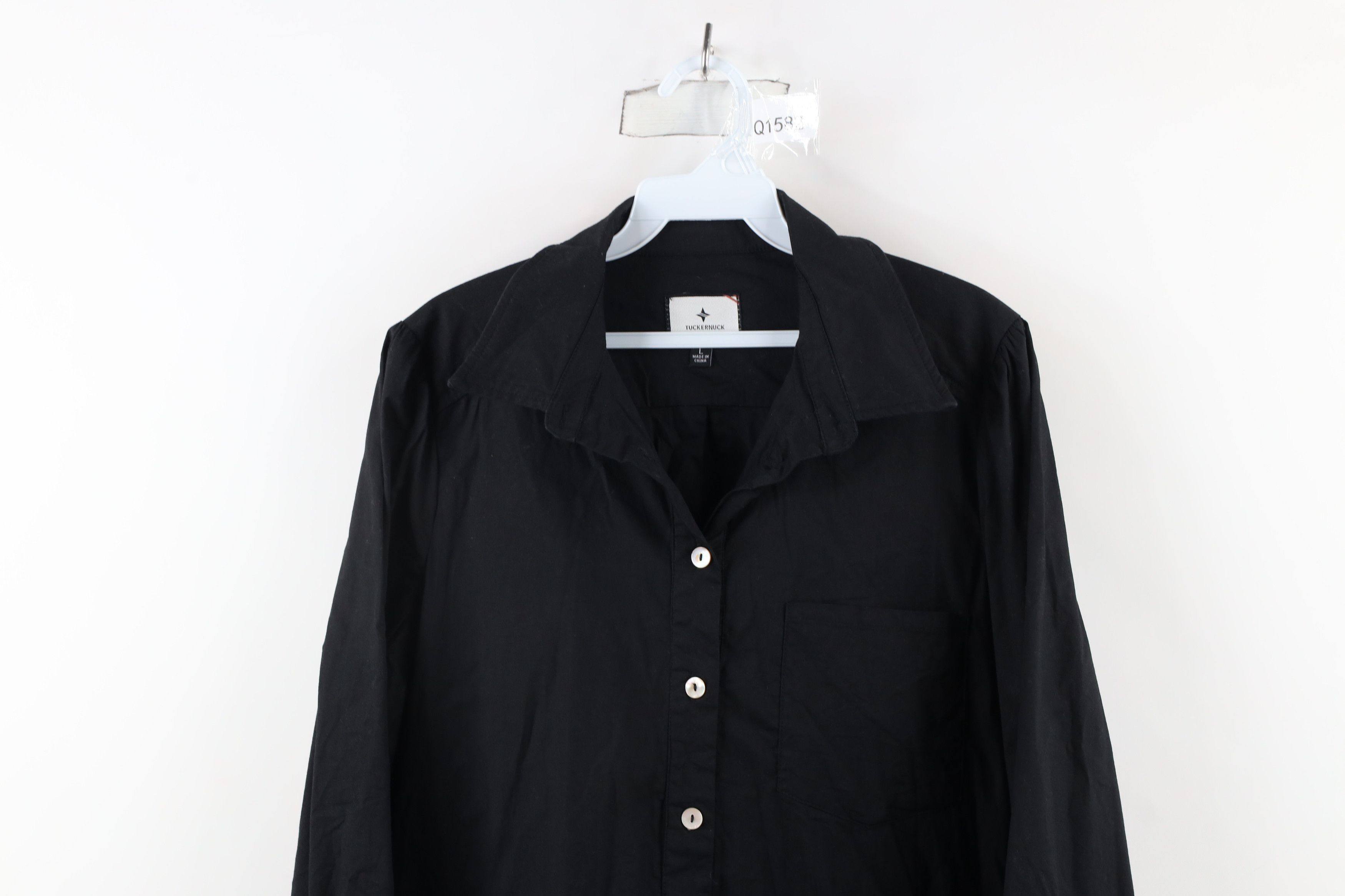 Vintage Tuckernuck Callahan Ruffled Hem Swing Shirt Dress Black Size L / US 10 / IT 46 - 2 Thumbnail