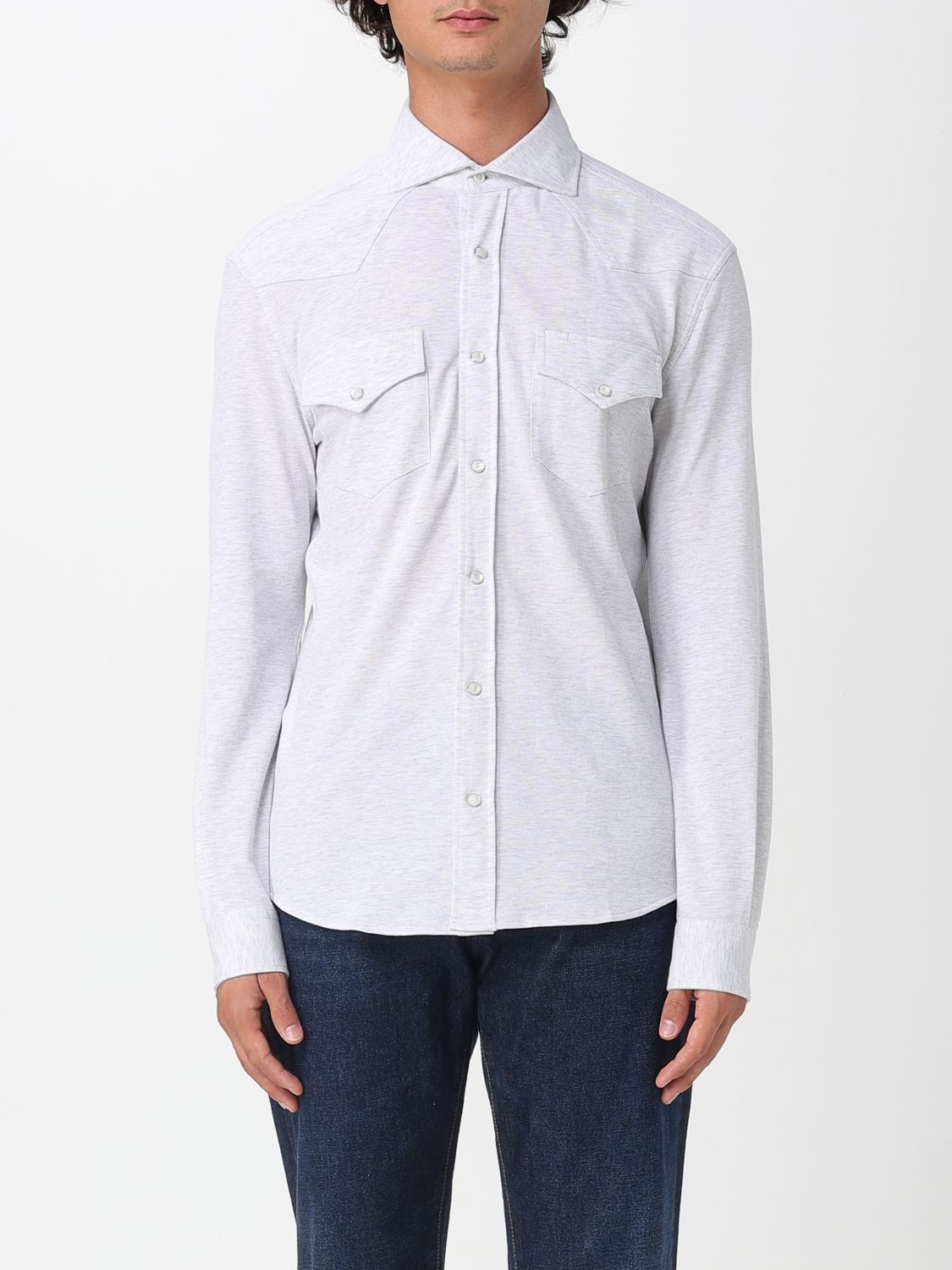 Brunello Cucinelli Brunello Cucinelli Shirt Men Grey Size US XL / EU 56 / 4 - 1 Thumbnail