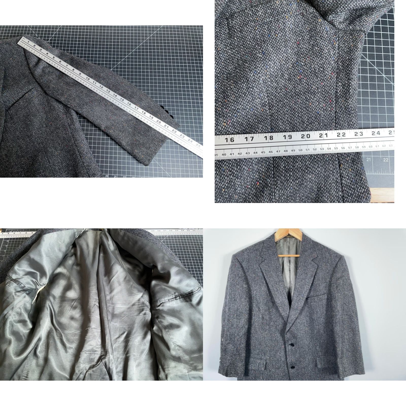 Vintage VINTAGE John Weitz Blazer Mens 48L Gray Tweed 2-Button Single-Breasted Notch Lapel Wool 80s Preppy Casual competition Size 48R - 8 Thumbnail
