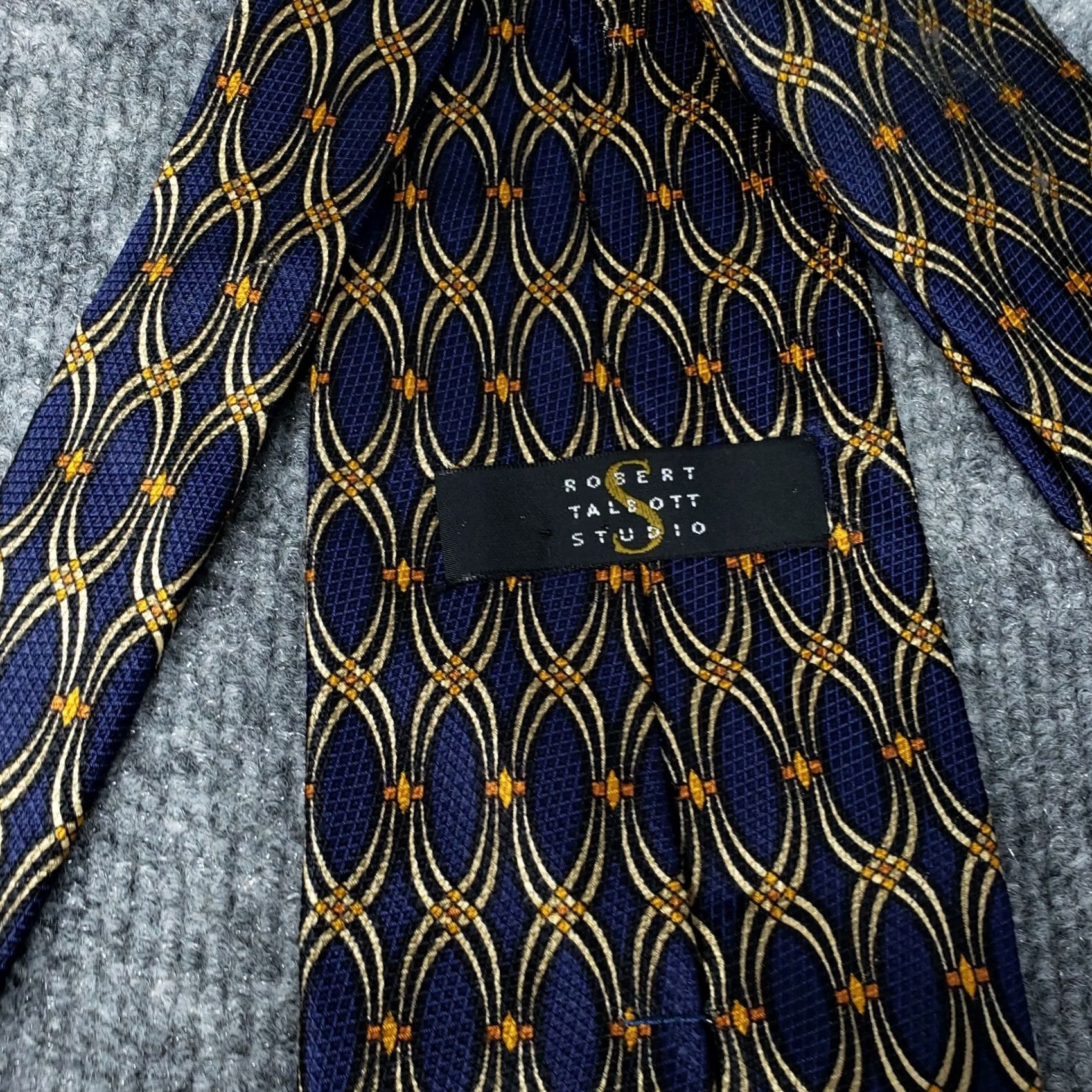 Robert Talbott Robert Talbott Tie Mens Blue Silk Geometric Handsewn Designer USA Studio Neck Size ONE SIZE - 5 Thumbnail