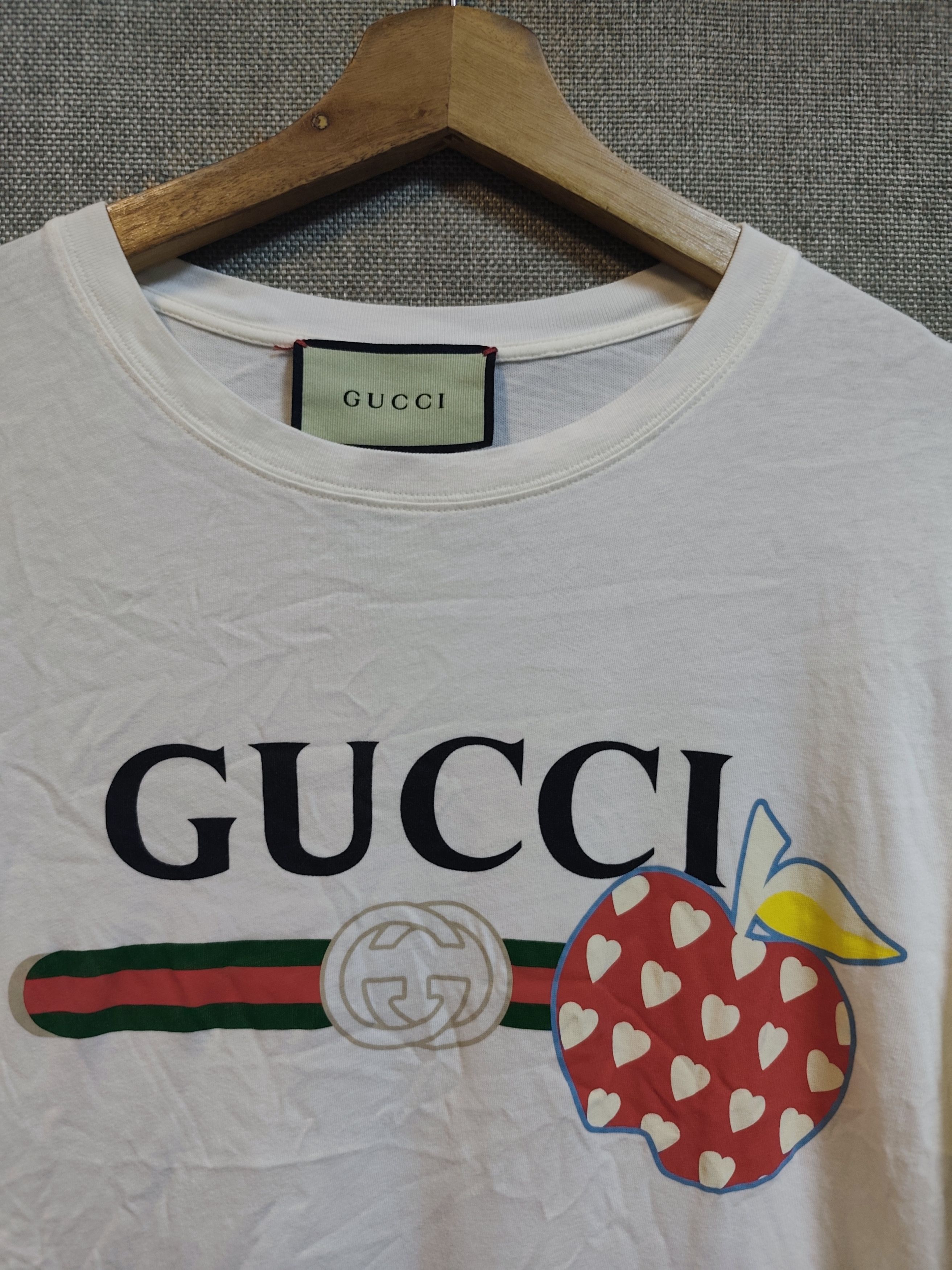 Gucci Gucci "Les Pommes" Apple Heart Print T Shirt Size US M / EU 48-50 / 2 - 2 Thumbnail