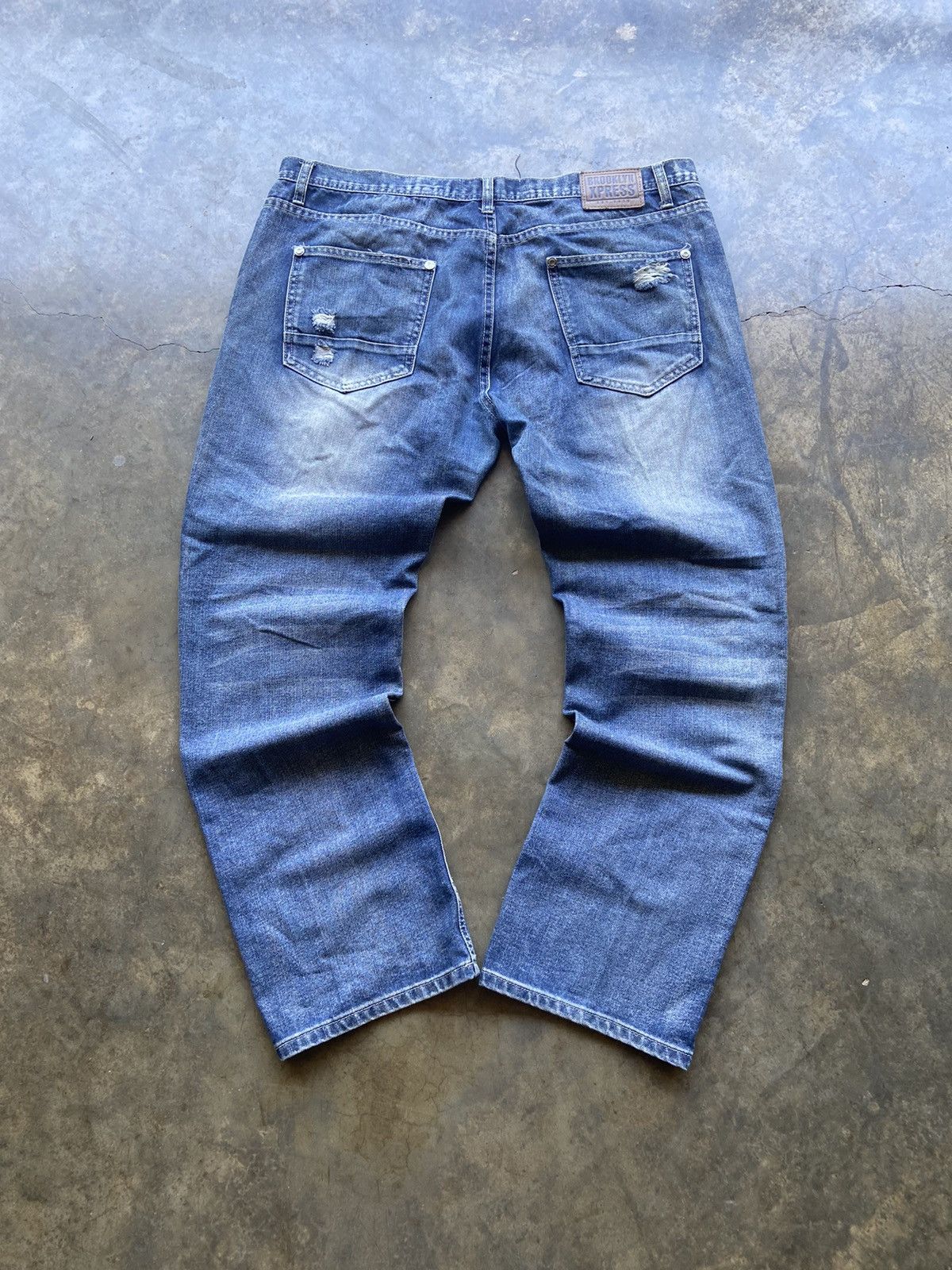 Brooklyn Xpress Crazy Vintage Baggy Y2K Affliction Distressed Blue Jeans USA Size US 40 / EU 56 - 6 Thumbnail