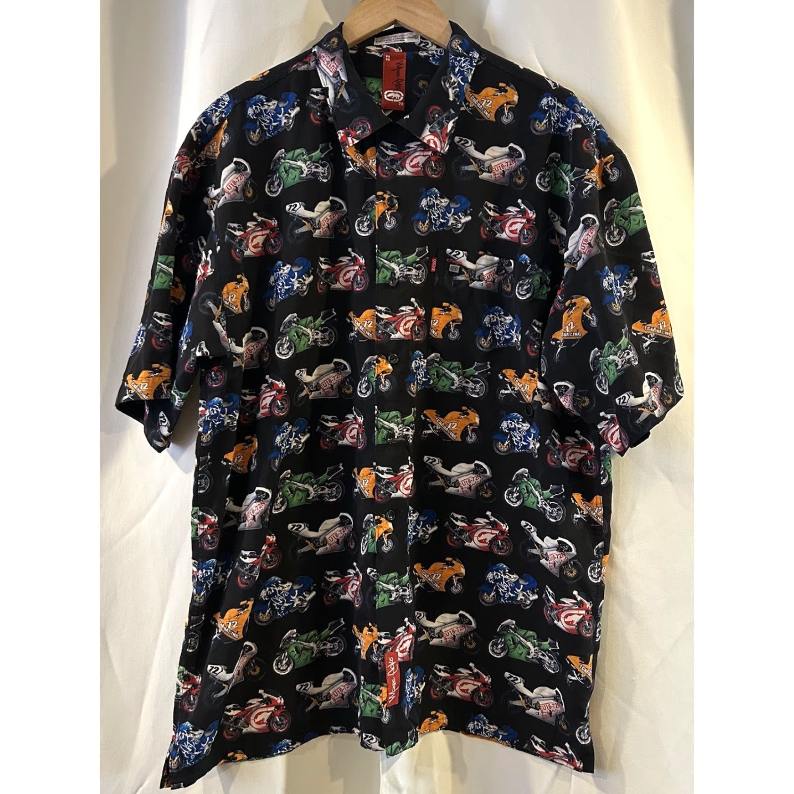 Ecko Unltd. VINTAGE Ecko Unltd. Men Shirt XL Black Short Sleeve Button-Up Graphic Print Motorcycle Racing 90s? (Not adding decade unless in title). Size US XL / EU 56 / 4 - 2 Thumbnail