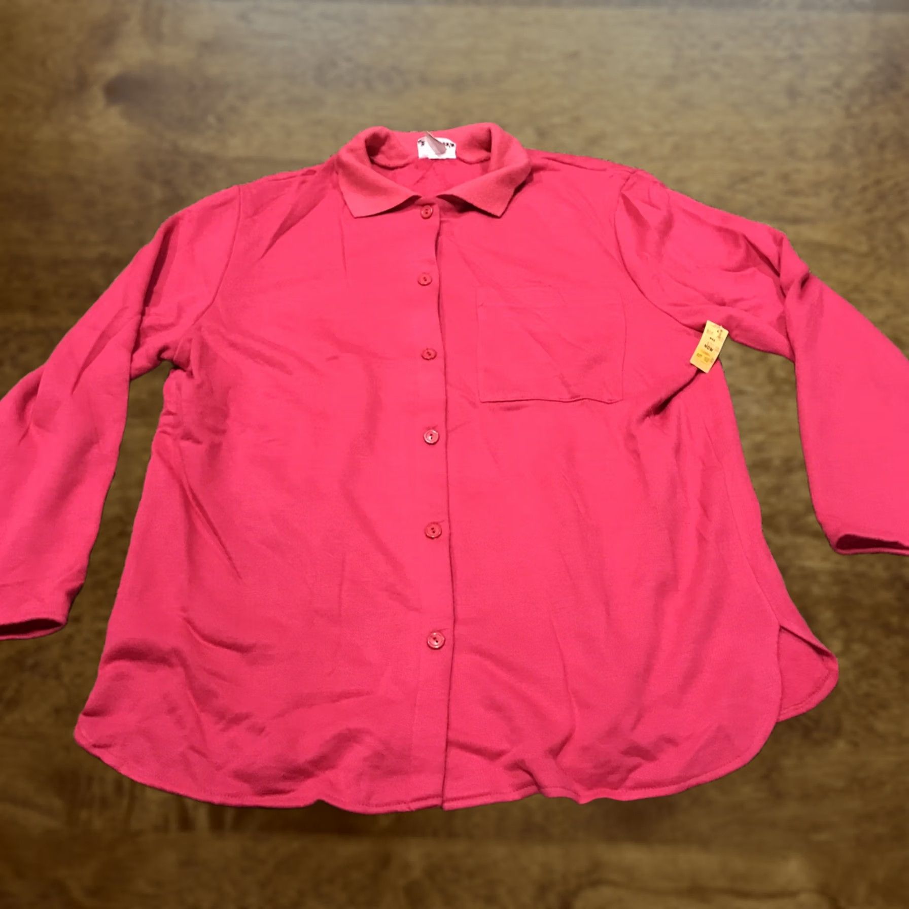 Pinko VINTAGE Bondbrook Womens XL Button-Up Shirt Pink Acrylic NWT 90s Heavyweight Long Sleeve Collared Size XL / US 12-14 / IT 48-50 - 1 Thumbnail