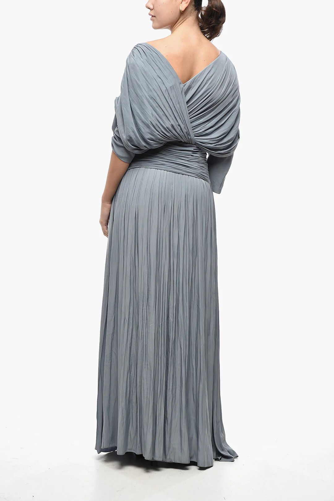 Lanvin og1mm0426 Draped Silk Dress in Grey Size M / US 6-8 / IT 42-44 - 2 Thumbnail