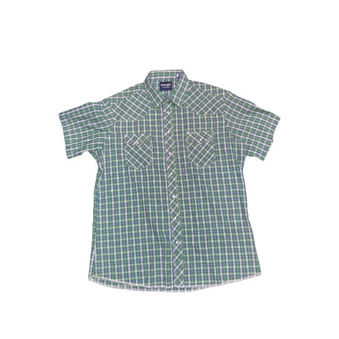 Wrangler Wrancher Short Sleeve Pearl Snap Western Plaid Shirt Cowboy Size US XL / EU 56 / 4 - 1 Thumbnail