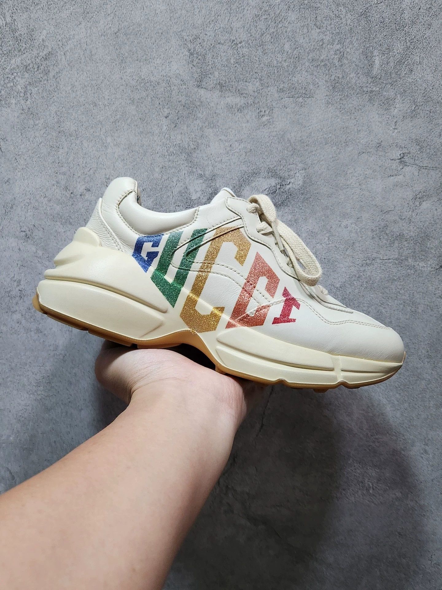 Gucci GUCCI Rhyton series white low-top chunky sneakers Size US 5 / IT 35 - 3 Thumbnail