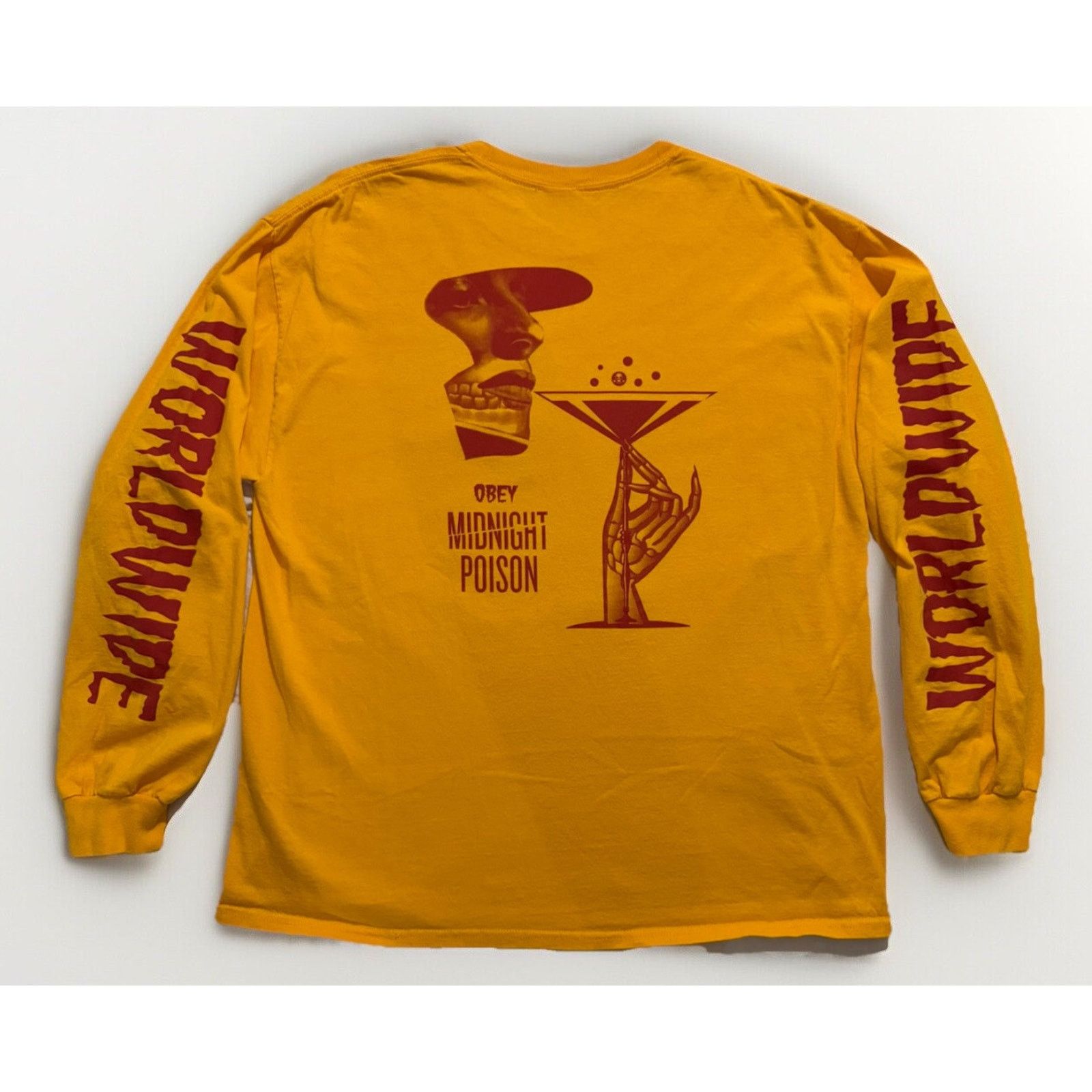 Obey Obey Men’s Shirt L Sleeve Yellow “Worldwide” Midnight Poison Size US XL / EU 56 / 4 - 1 Thumbnail