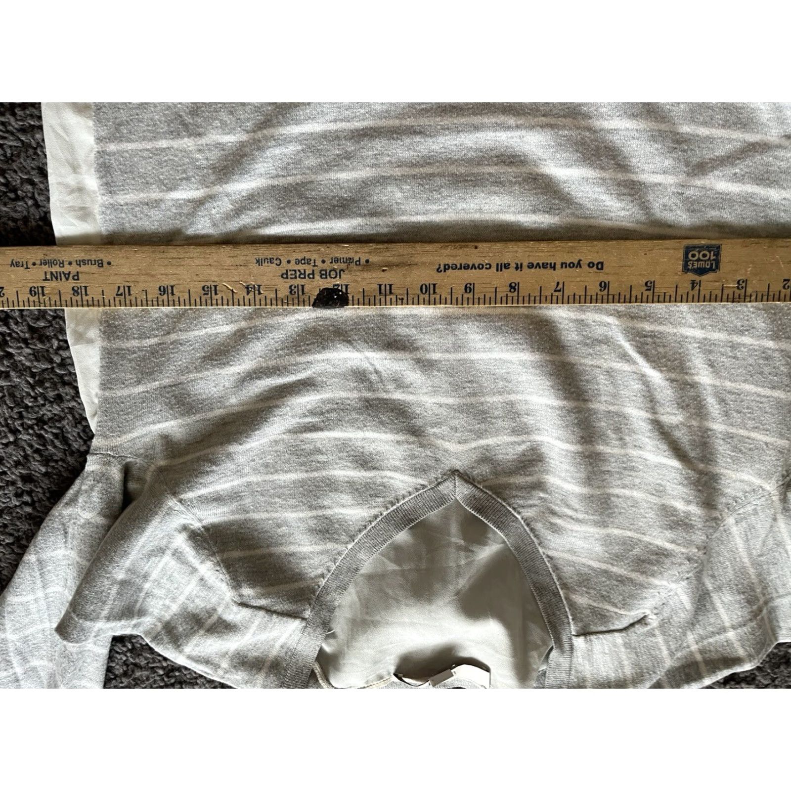 Loft VINTAGE LOFT Blouse Shirt Womens Petite PS Short Striped Bell Sleeve White Gray Round Neck Pullover Casual Boho 90s Mens Womens? Size S / US 4 / IT 40 - 4 Thumbnail