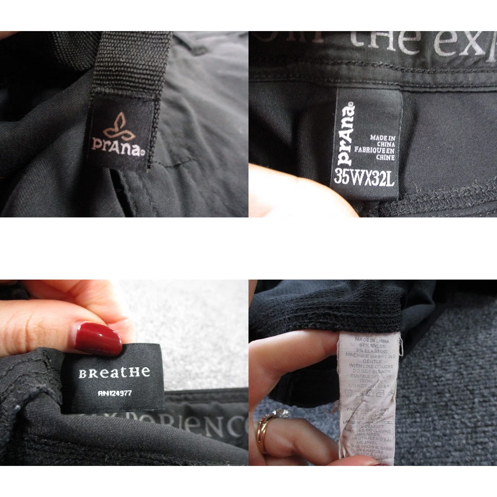 Prana prAna Pants Mens 35 X 32 Black Cargo Belted Performance Stretch Casual Pants Size US 35 - 8 Thumbnail