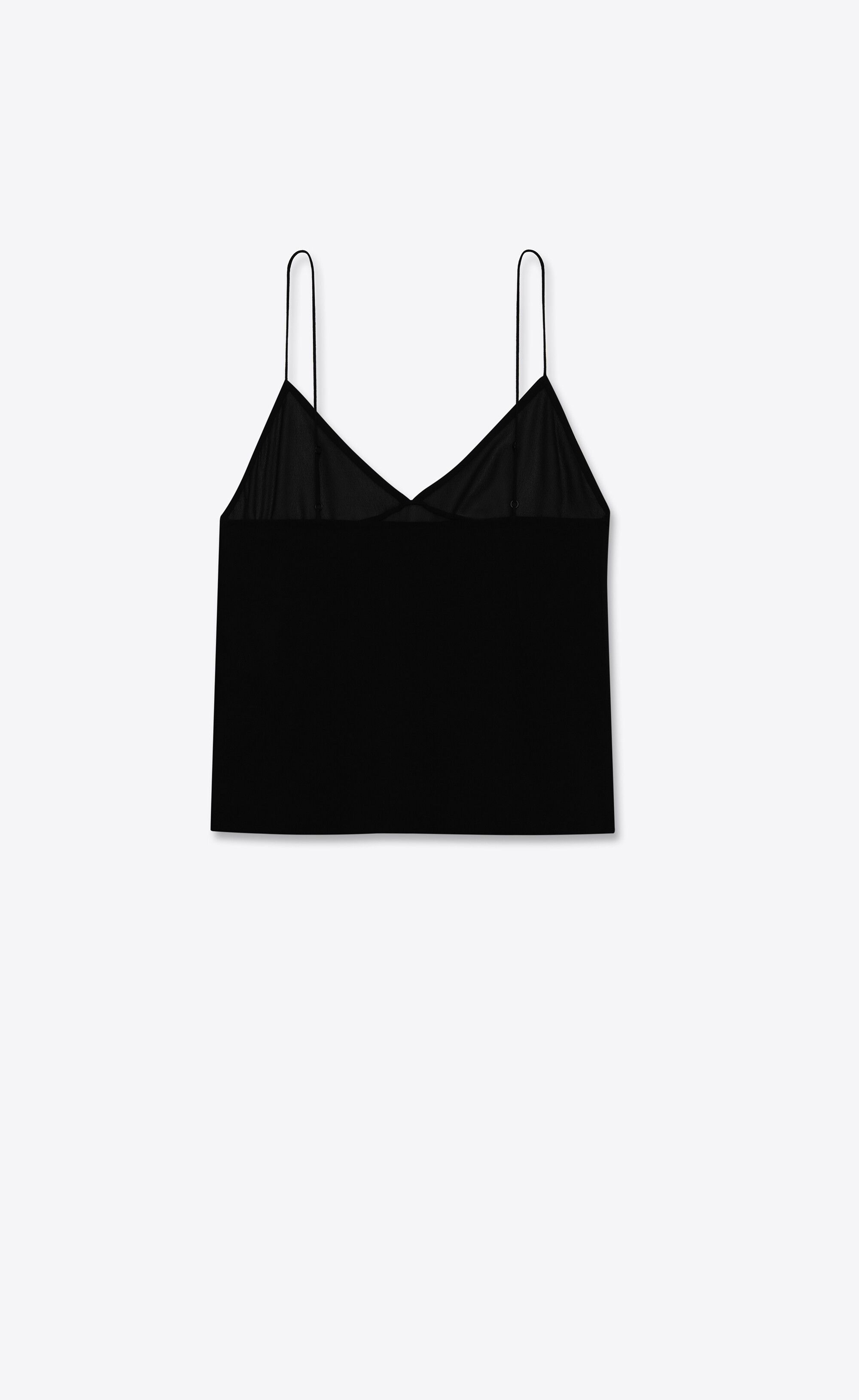 Saint Laurent Paris oc11z1125 Crop Tops in Washed Silk Georgette in Black Size M / US 6-8 / IT 42-44 - 2 Thumbnail