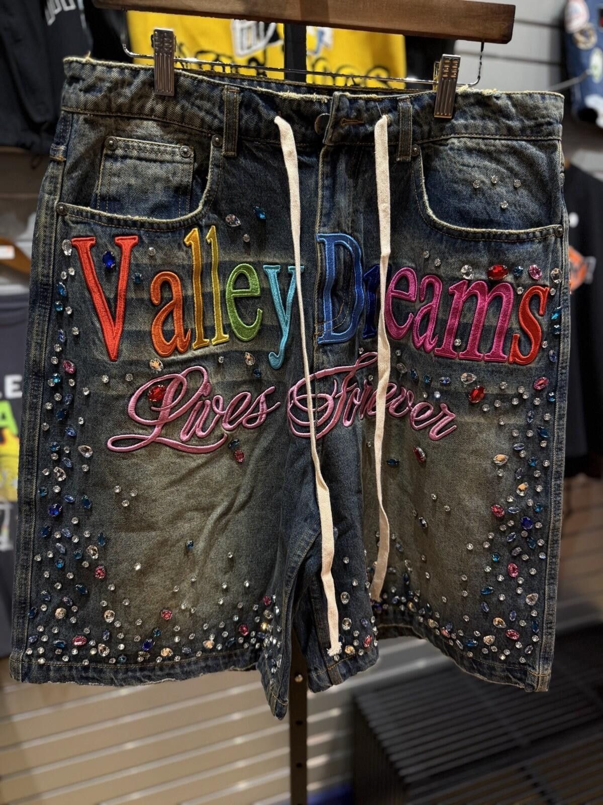 Vale Valley Blue Denim Stone Crystal Shorts Size 30 (Brand New) Size US 30 / EU 46 - 2 Thumbnail