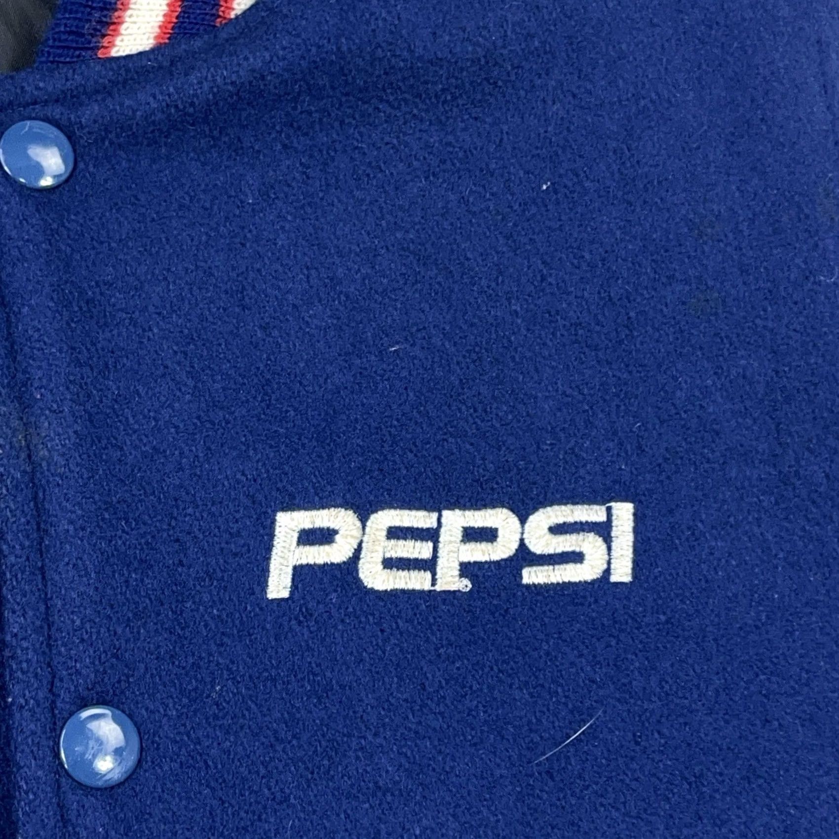 Vintage VINTAGE Pepsi Bomber Jacket Mens L Blue Wool Snap Horizon 90s Embroidered Fashion Casual Mens Size US L / EU 52-54 / 3 - 6 Thumbnail