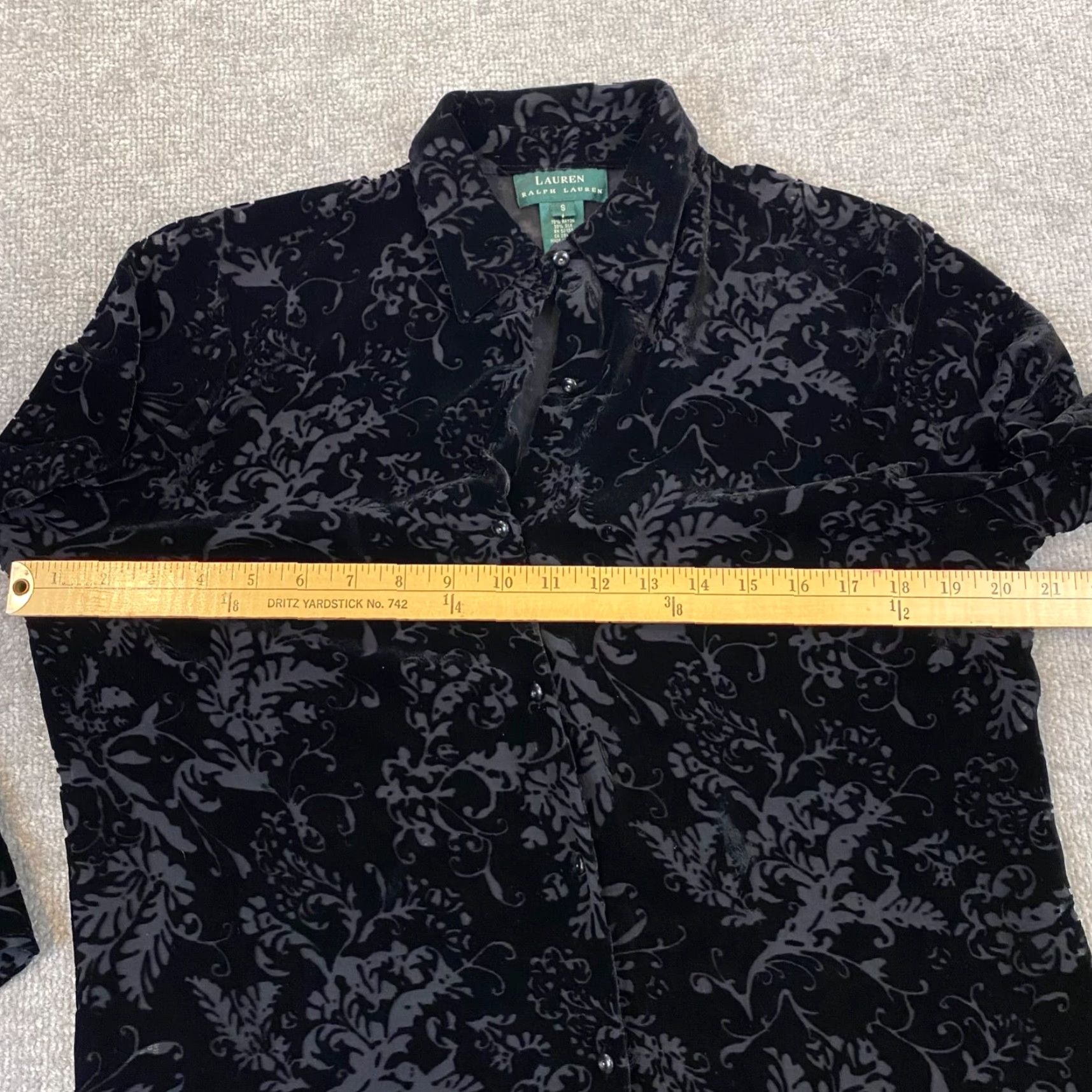 Ralph Lauren Lauren Ralph Lauren Shirt Button-Up Floral Black Silk-Viscose 3/4 Sleeve Womens Small Size S / US 4 / IT 40 - 6 Thumbnail