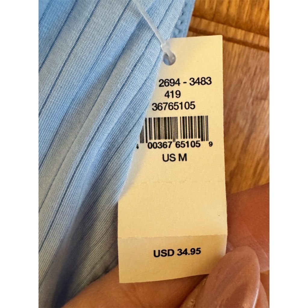 Other Aerie Women's Blue Ribbed Knit Scoop Neck Sleeveless Crop T Size M / US 6-8 / IT 42-44 - 4 Thumbnail