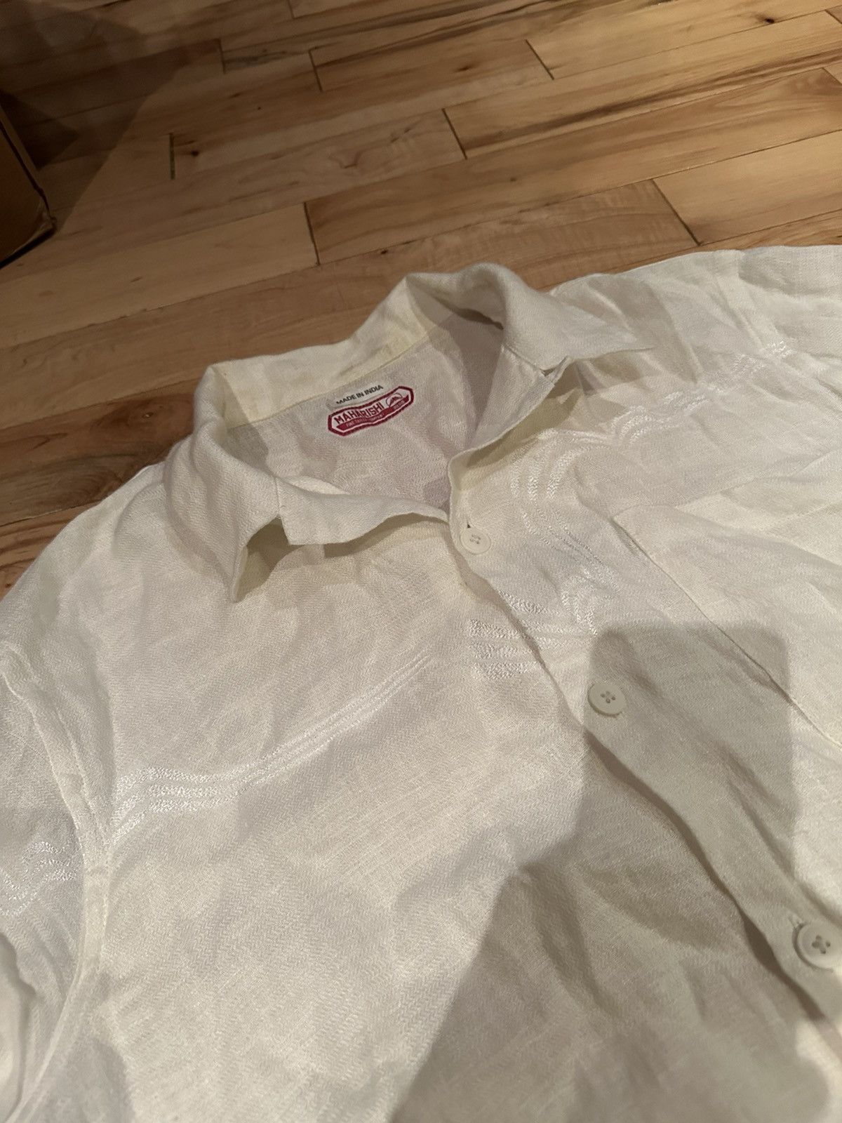 Maharishi Linen Lightweight Crushed Hemp Embroidered Button Up Shirt Size US XL / EU 56 / 4 - 2 Thumbnail