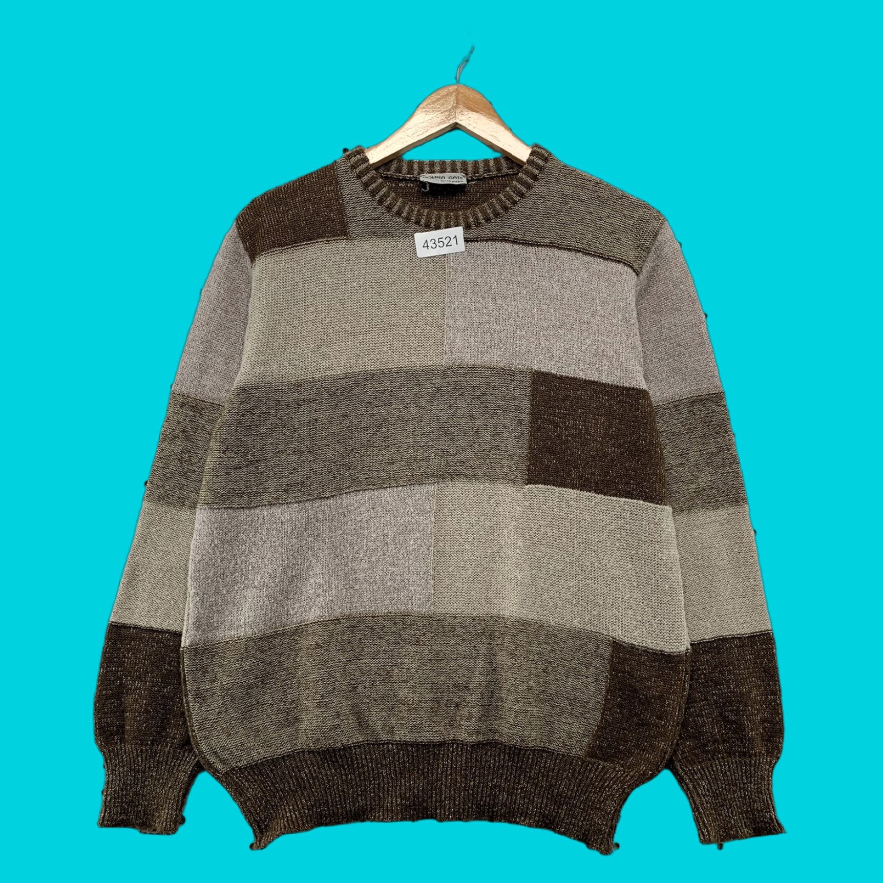 Vintage VTG Golden Gate Knit Sweater Brown Mens Medium Wool Mohair Blend Pullover Crew Neck Vintage Mens Sweater 90s Football Yearly Casual Clothing Size US M / EU 48-50 / 2 - 1 Thumbnail