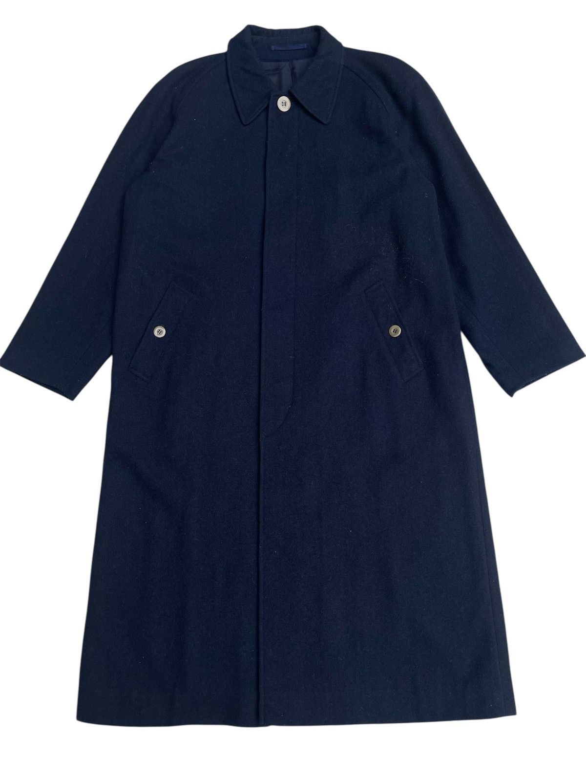 PPFM Peyton Place Wool Dark Navy Overcoat Hidden Placket Size US L / EU 52-54 / 3 - 1 Thumbnail