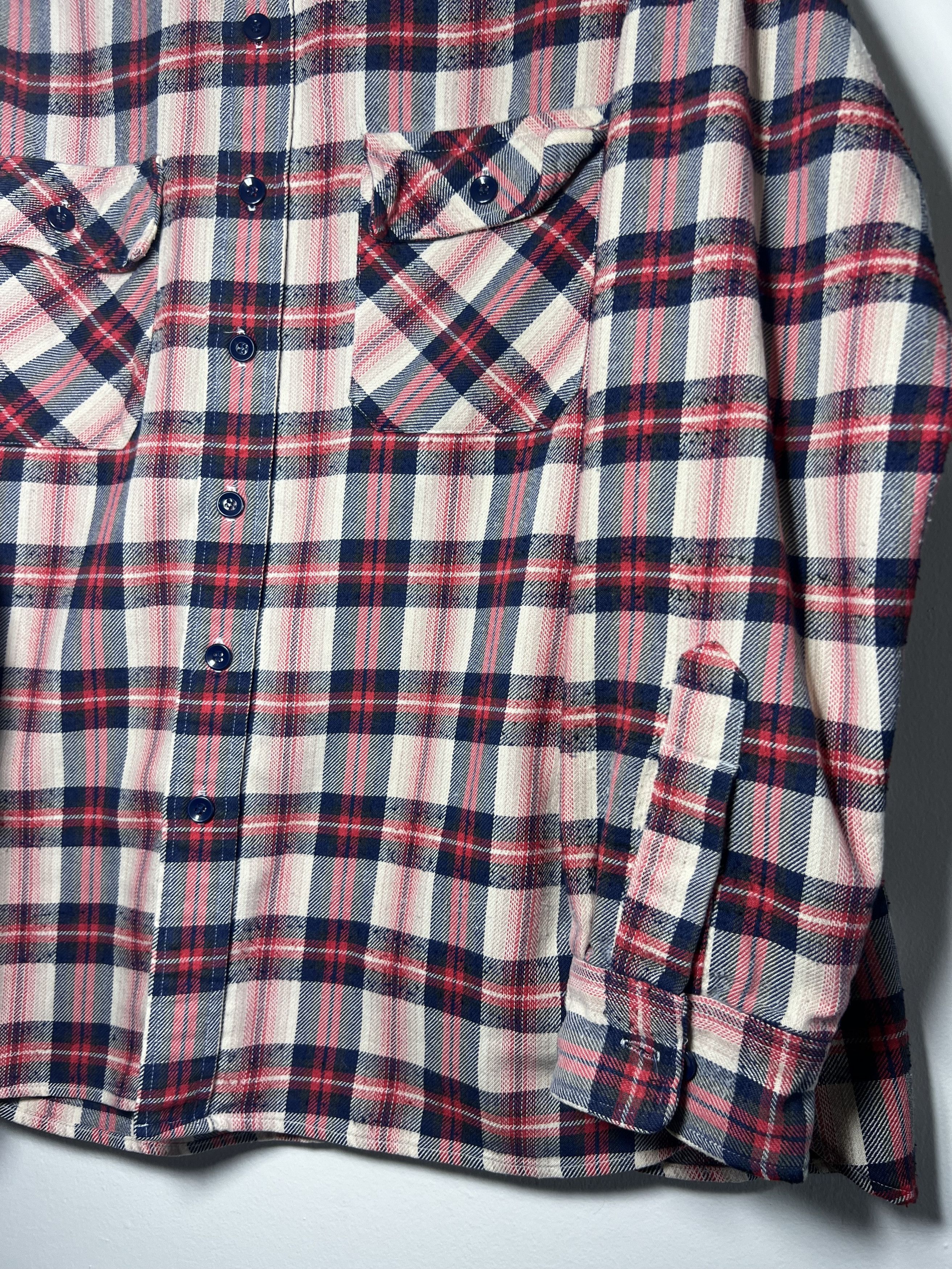 Flannel × JCPenney × Vintage Vintage JC Penny Red White and Blue Button Up Shirt Size US L / EU 52-54 / 3 - 5 Thumbnail