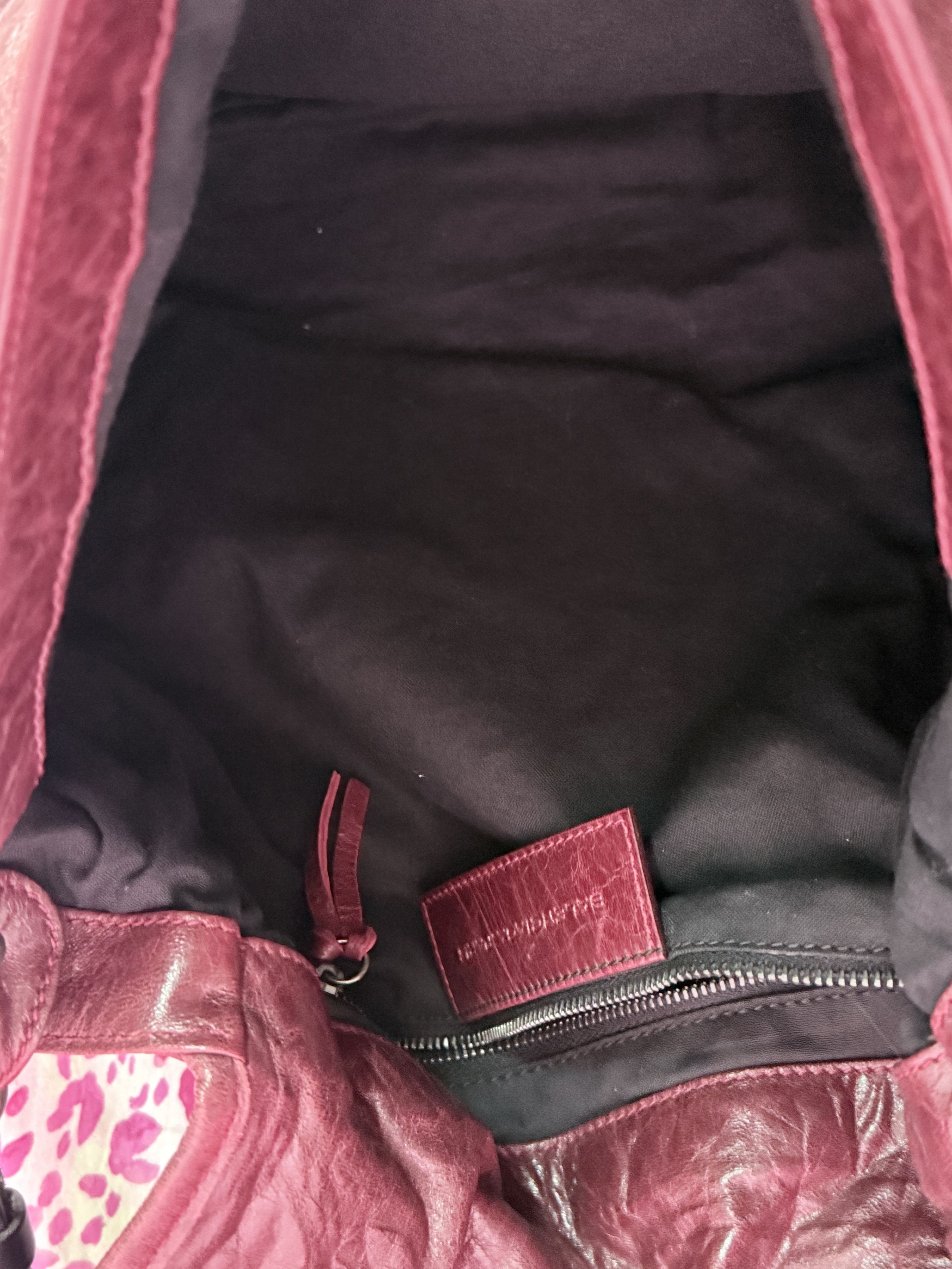 Balenciaga RARE Arena Leather Maroon Folk Bag Size ONE SIZE - 5 Thumbnail