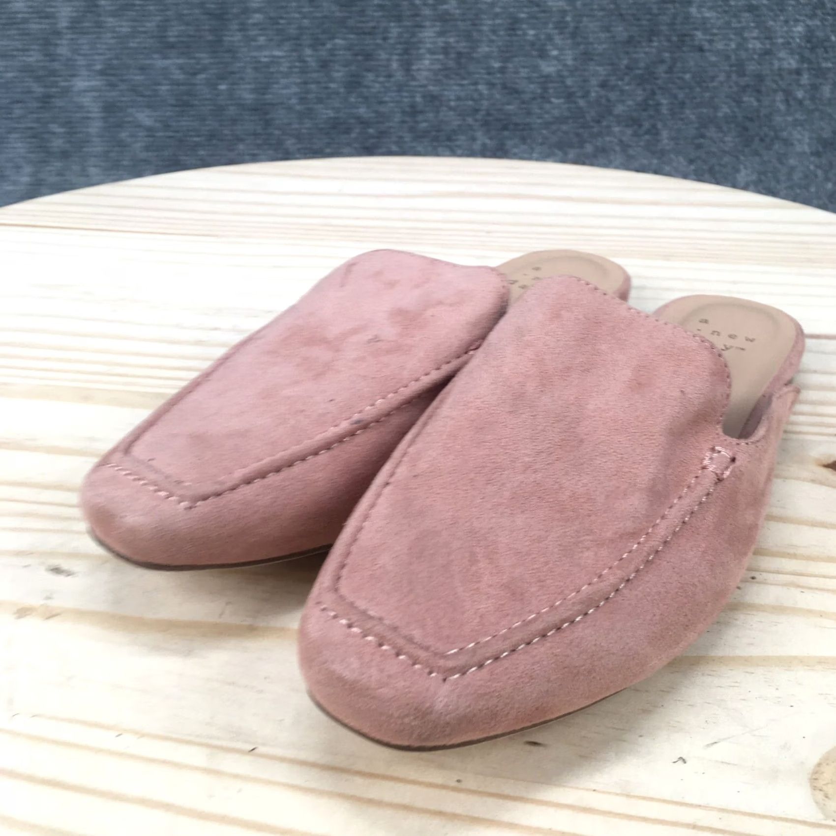 Vintage A New Day Mules Womens 6 Mabel Slip On Pink Suede Square Toe Casual Flats Size US 6 / IT 36 - 3 Thumbnail