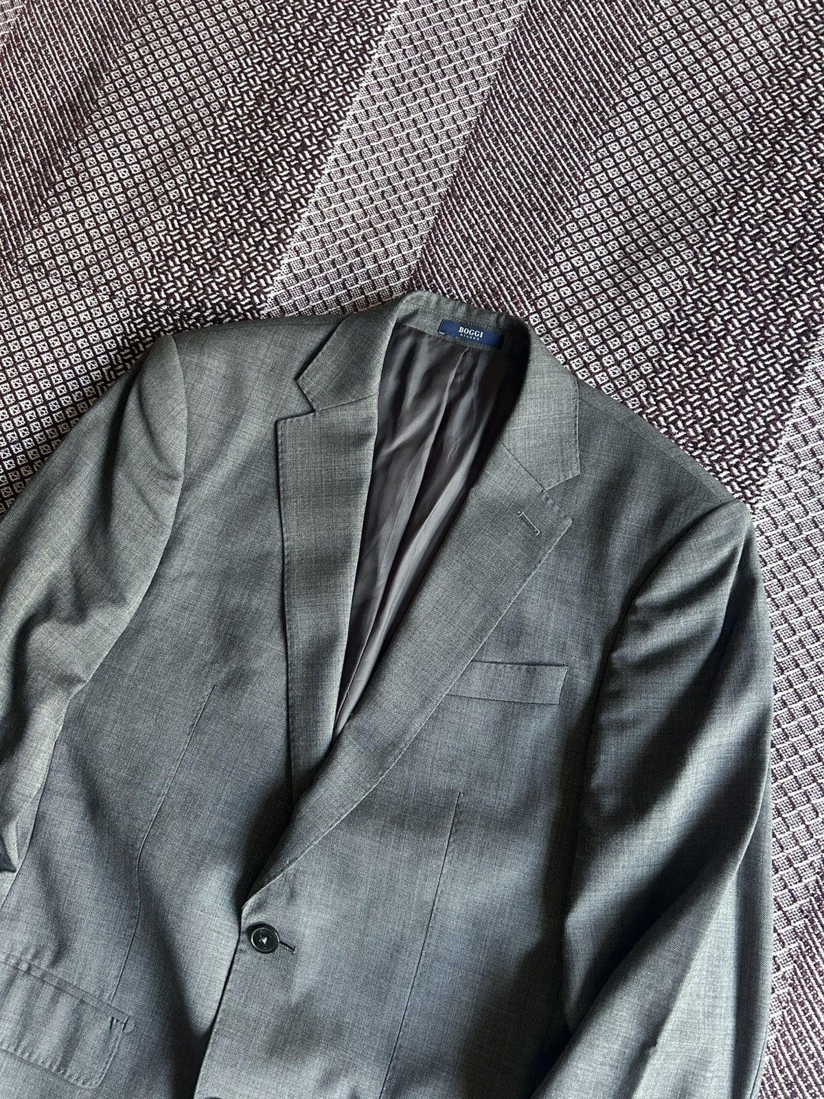 Boggi × Designer Boggi Milano Luxury Blazer Mens Grey Pure Wool 120’S Size 48 Size 48R - 2 Thumbnail