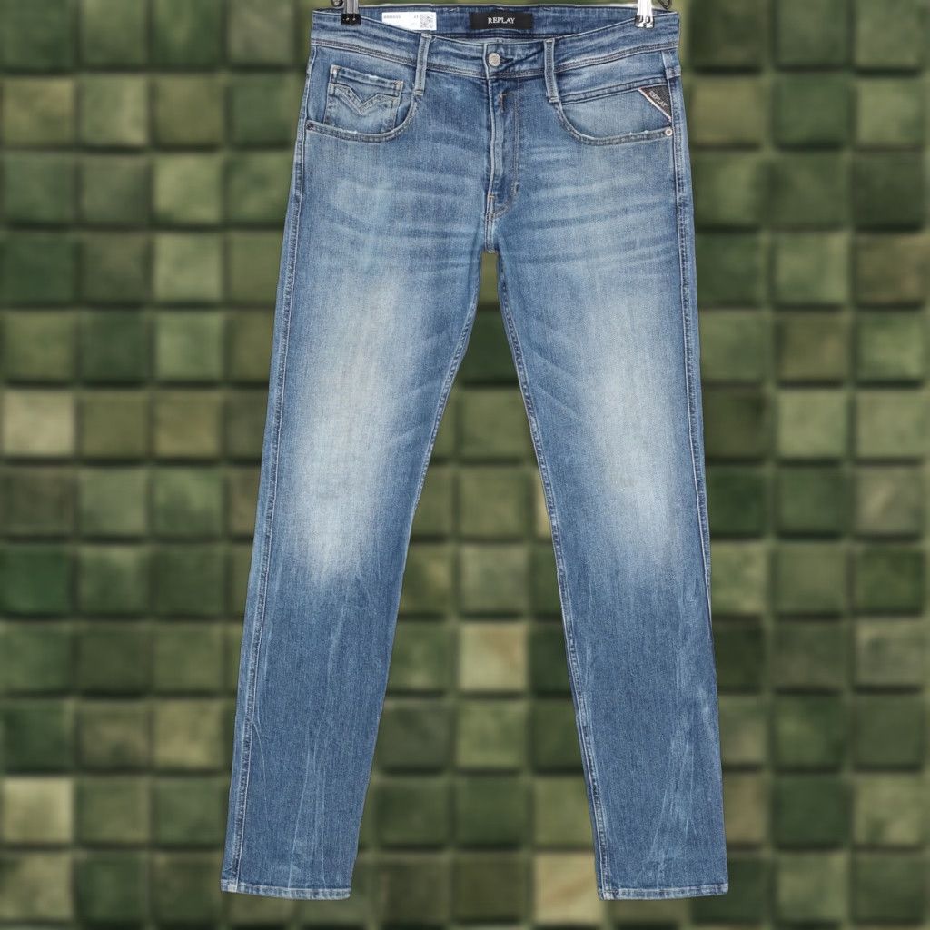 Replay REPLAY ANBASS Slim Fit Stretch Jeans Men W31 L32 DZ8127 Jeans Mens Slim Blue 31 Inseam 32 Inseam 5-Pocket Denim Cotton Elastane Mid Rise DZ8127 Size US 31 - 1 Thumbnail