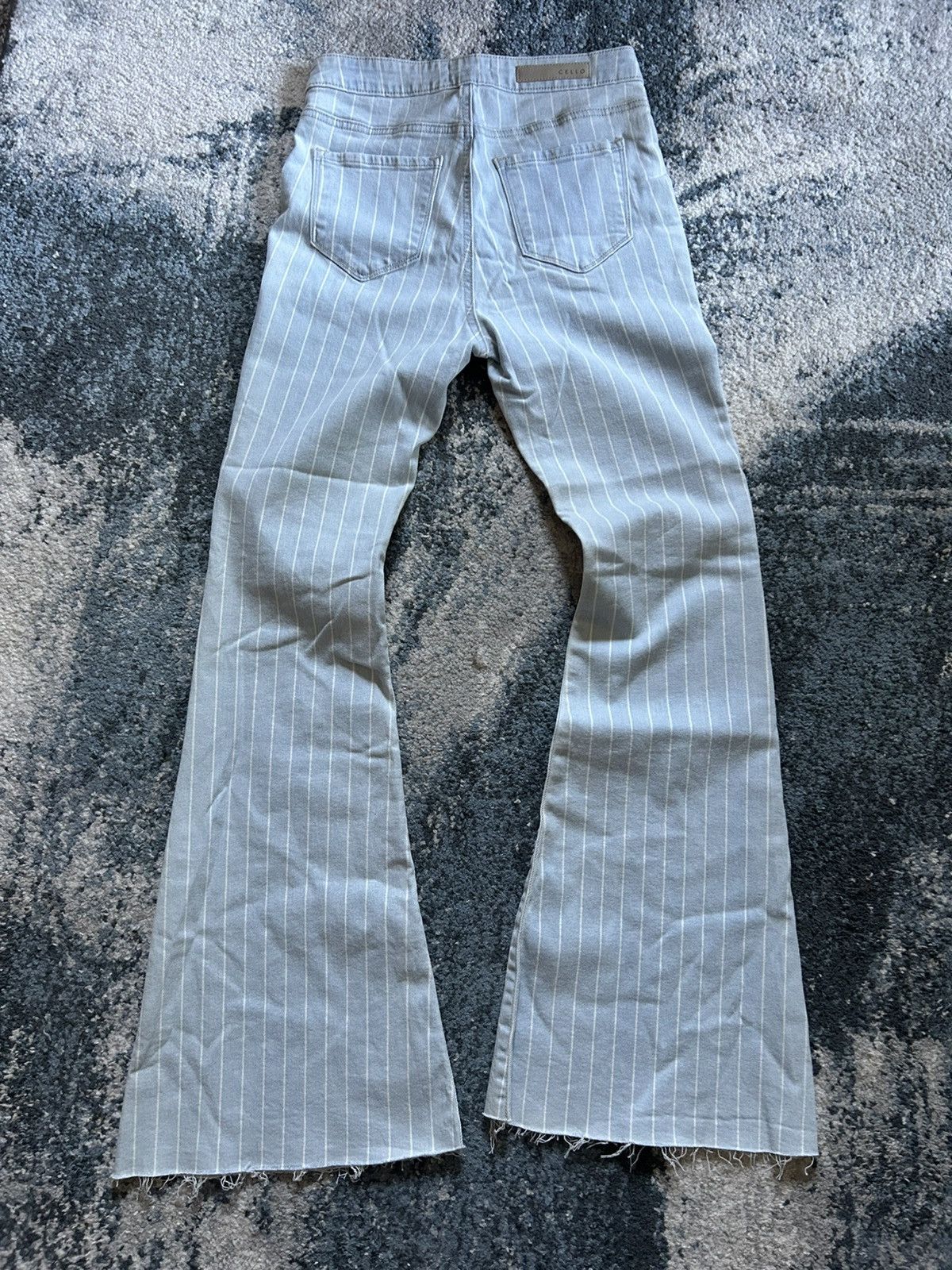 Other PALE BLUE STRiPED CELLO JEANS STRETCH FLARED BOOTCUT RAW HEM Size 28" / US 6 / IT 42 - 12 Thumbnail