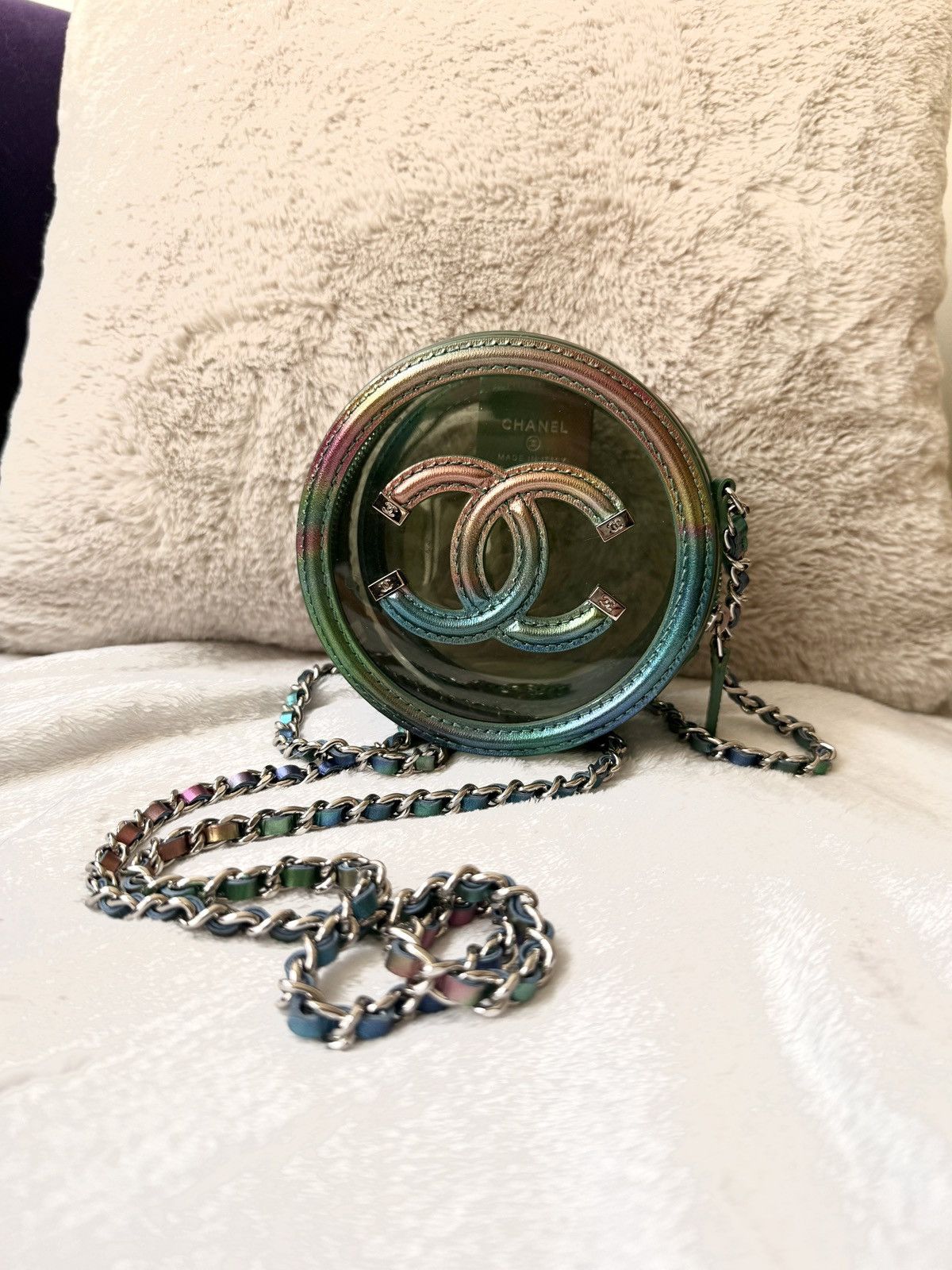 Chanel CHANEL PVC Lambskin Filigree Round Clutch With Chain green Size ONE SIZE - 2 Thumbnail