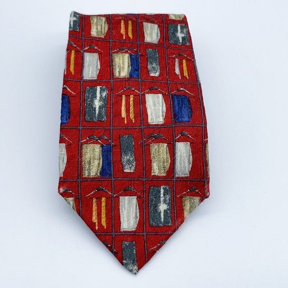 Ermenegildo Zegna Ermenegildo Zegna Red and Blue Geometric Tie Size ONE SIZE - 2 Thumbnail