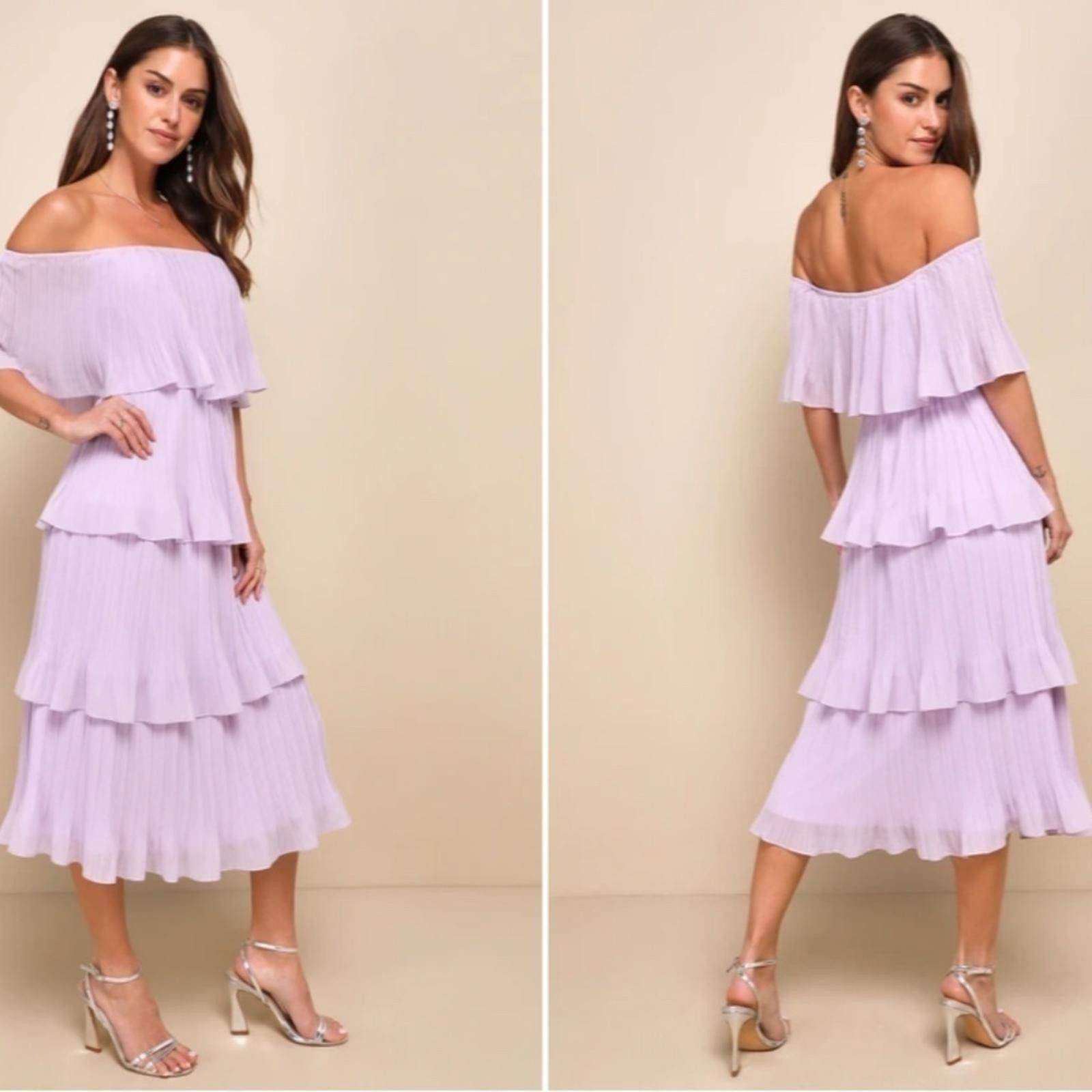 Lulus LULU's Prom Wedding Romantic Ruffles Off the Shoulder Midi Size M / US 6-8 / IT 42-44 - 4 Thumbnail