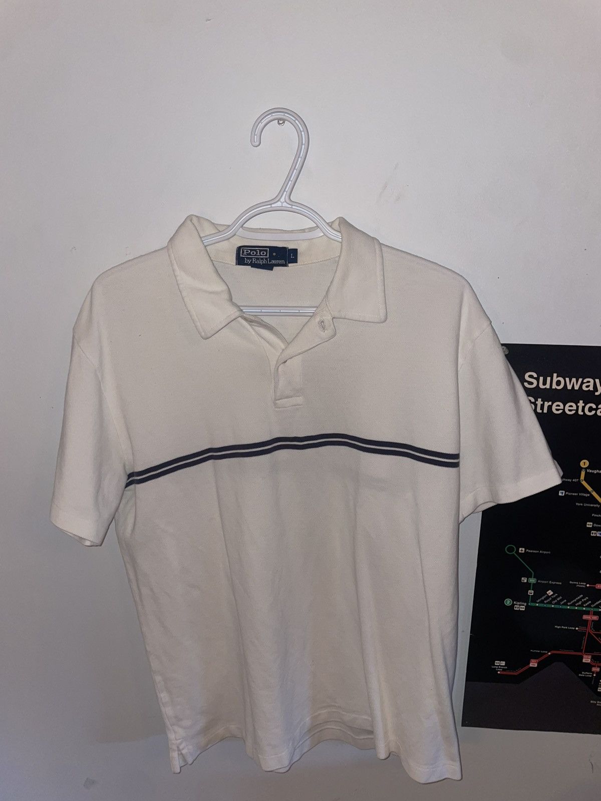 Polo Ralph Lauren Polo Raulph Lauren White Navy Stripe Size US L / EU 52-54 / 3 - 1 Thumbnail