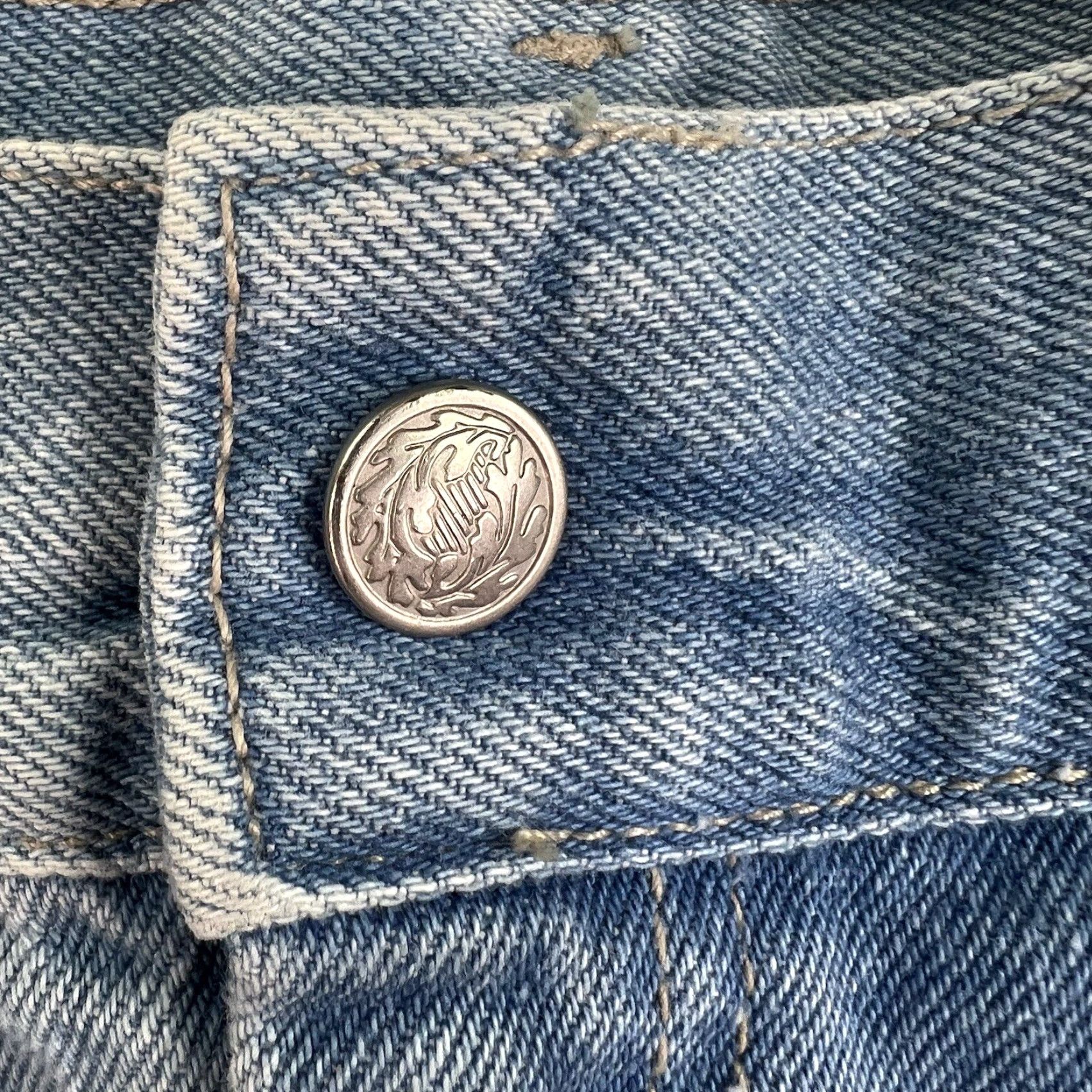 Denime Vintage Stuffed Shirts Denim A-Line Jeans Skirt Womens Size 11/12 Blue Denim Cotton Blue White Size XL / US 12-14 / IT 48-50 - 3 Thumbnail