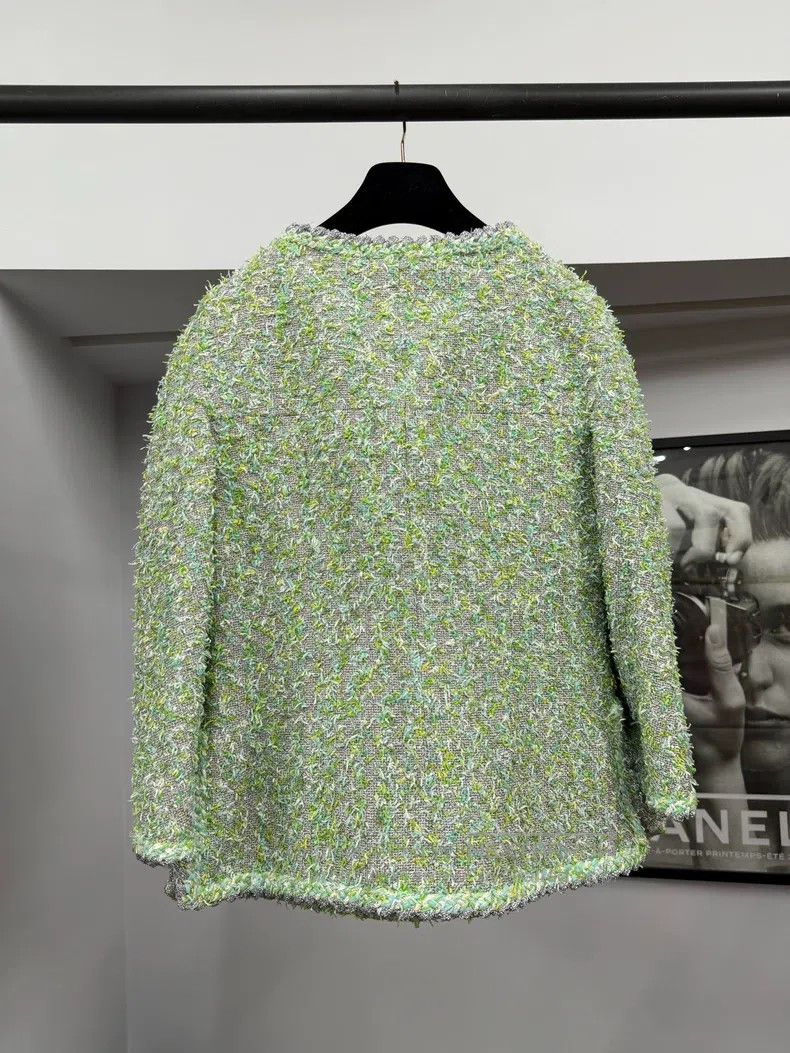 Chanel Chanel Green silver rolled edge four-pocket jacket Size S / US 4 / IT 40 - 3 Thumbnail