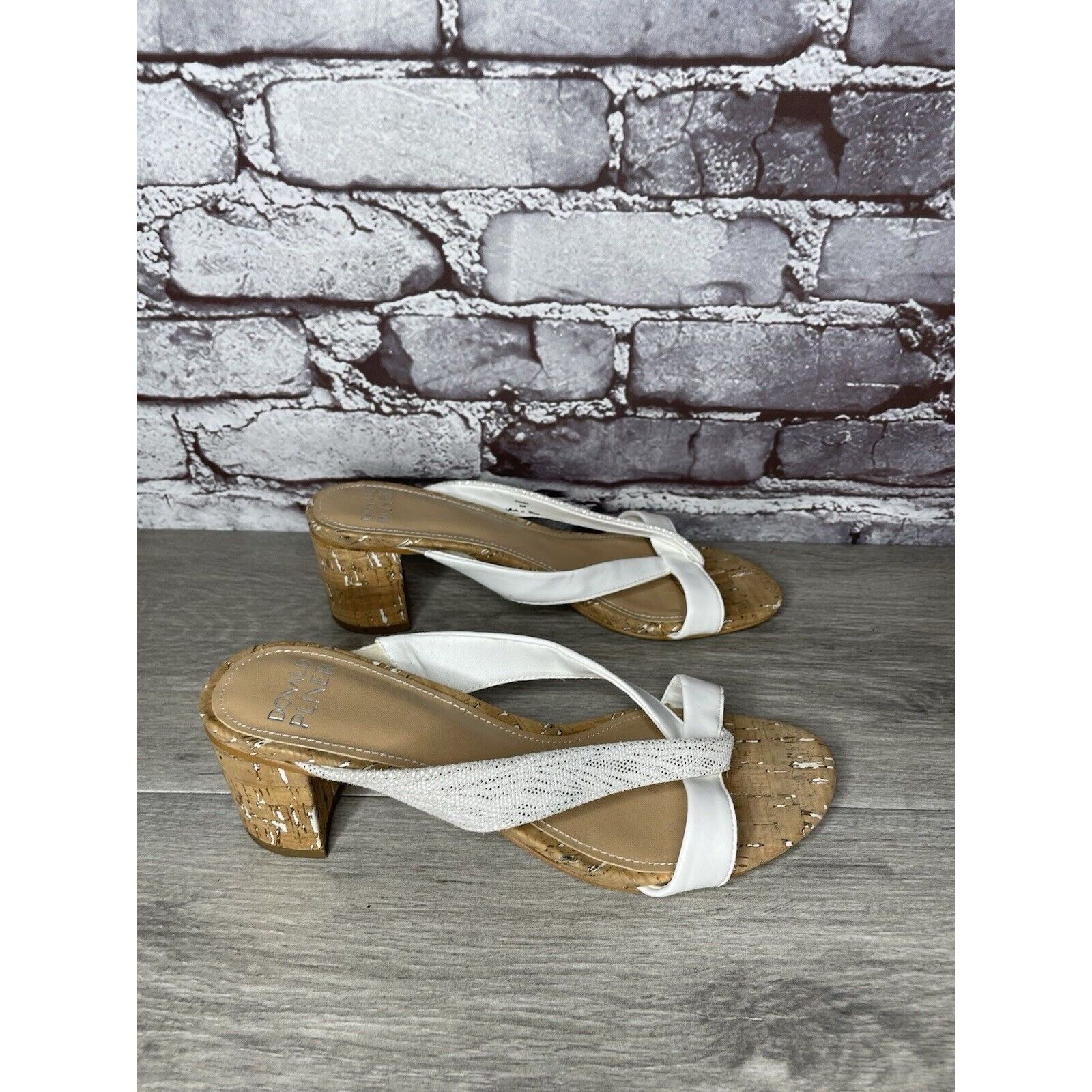Donald Pliner Donald Pliner OONA White Leather Cork Heel Sandals Women Sz Size US 8 / IT 38 - 20 Thumbnail