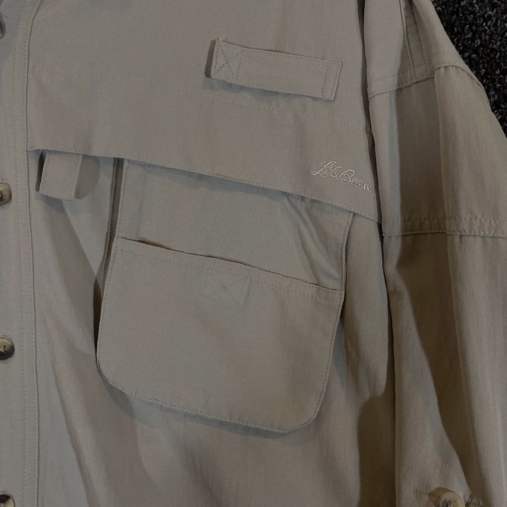 LL Bean Shirt Mens 2XLT Tall Brown Fly Fishing Button Down Long Sleeve NEW