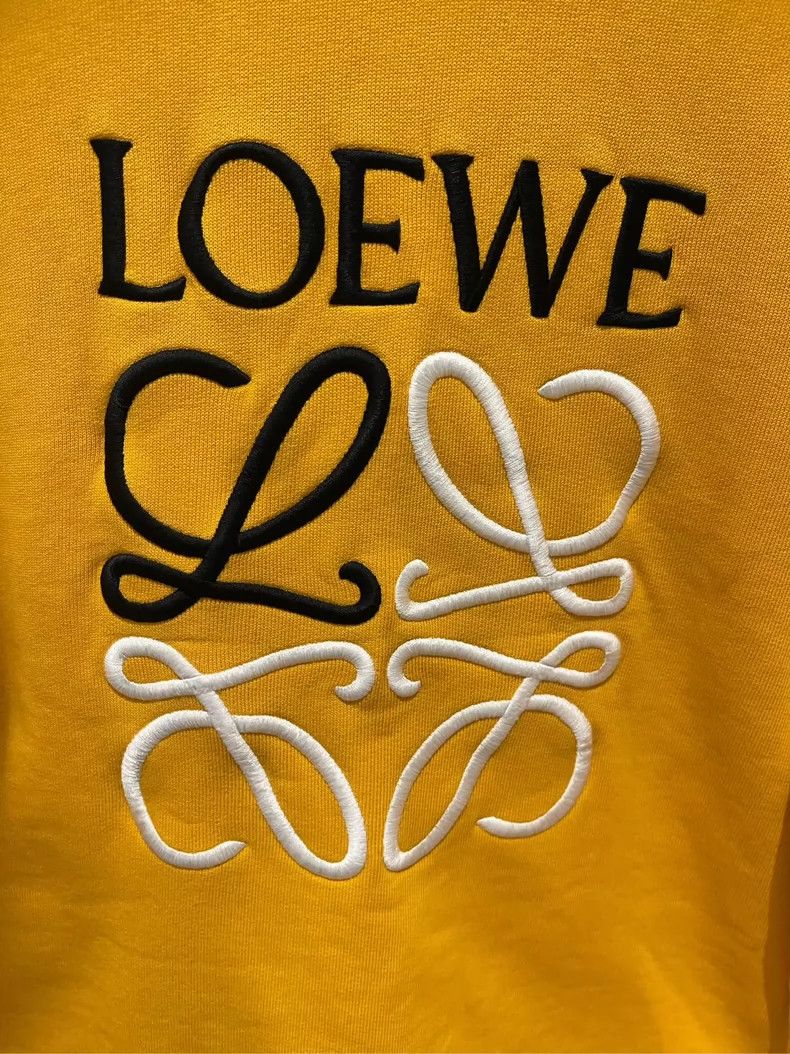 LOEWE Yellow classic Logo embroidered round neck sweater