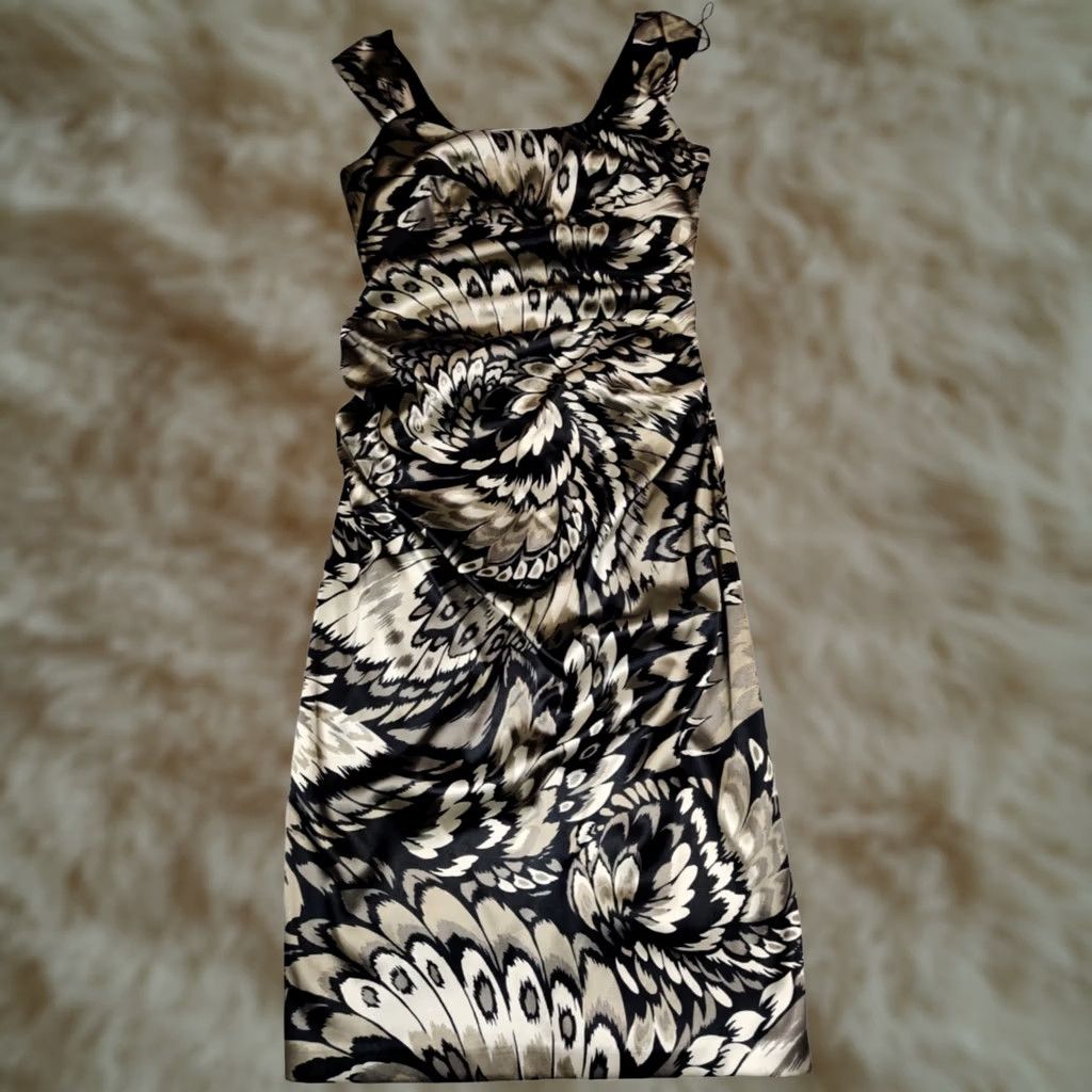 Vintage London Style Nights Womens Tank Dress Sleeve No Sleeves Black Champagne Knee Length 10 Sheath Size L / US 10 / IT 46 - 1 Thumbnail