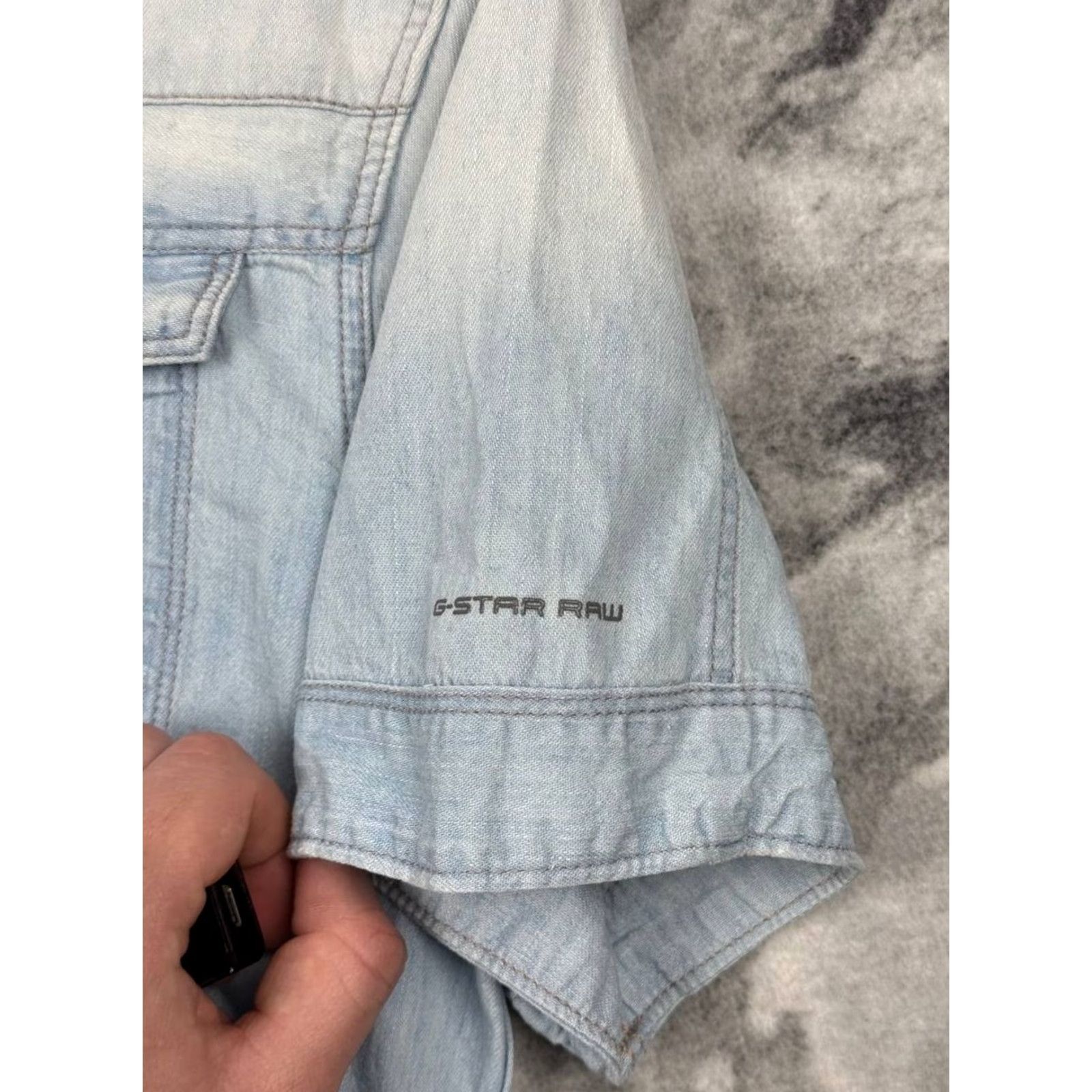 G-Star G-Star Raw Tailor Denim Shirt Short Sleeve Button-Up Men L Blue Size US L / EU 52-54 / 3 - 5 Thumbnail