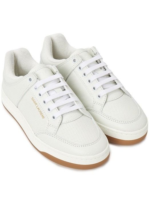Saint Laurent Paris oc11z1225 713602 SL/61 Sneakers in Perforated Leather White Size US 9.5 / IT 39.5 - 3 Thumbnail