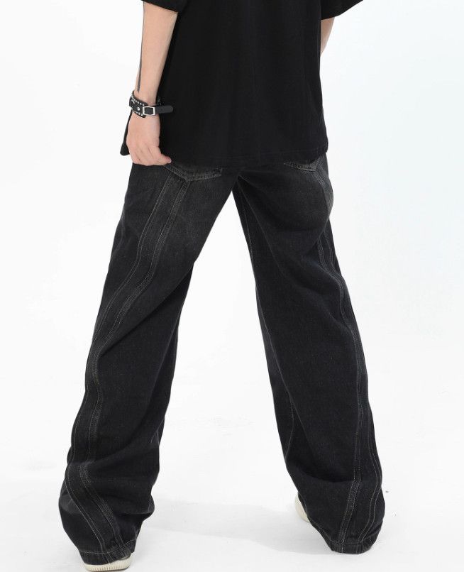 Japanese Brand American men's loose distressed wide-leg patchwork jeans Size US 32 / EU 48 - 3 Thumbnail