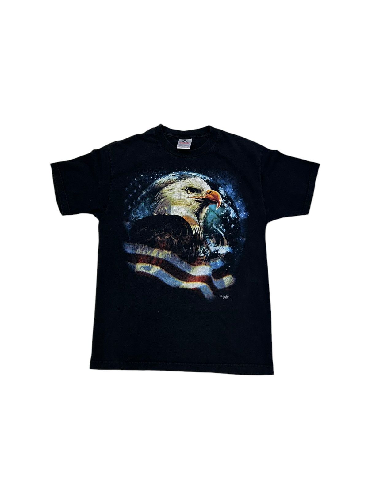 Vintage Vtg Bald Eagle American Flag Shirt Size US M / EU 48-50 / 2 - 1 Thumbnail