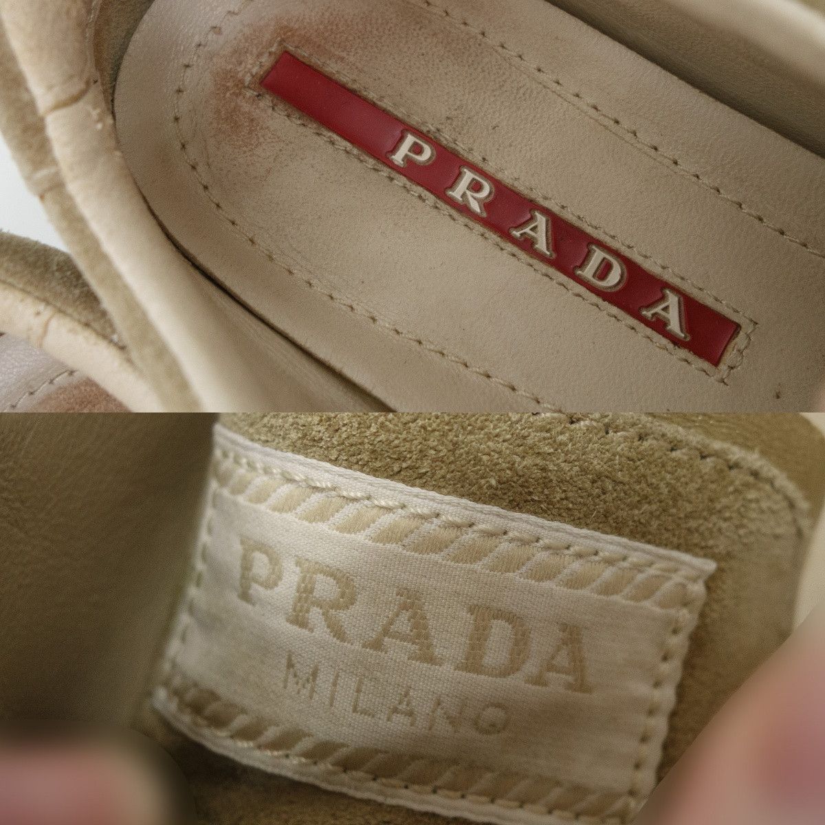 Prada Y2K Suede Metal Logo Low-Top Sneakers Vintage Size US 5 / IT 35 - 9 Thumbnail